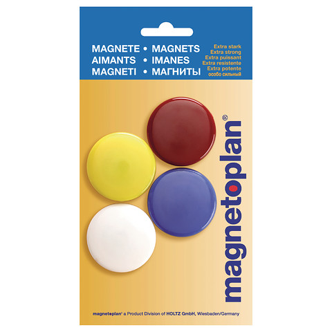 Magnetoplan Magneten Rond Dia 40mm 4 Stuks in Verschillende Kleuren