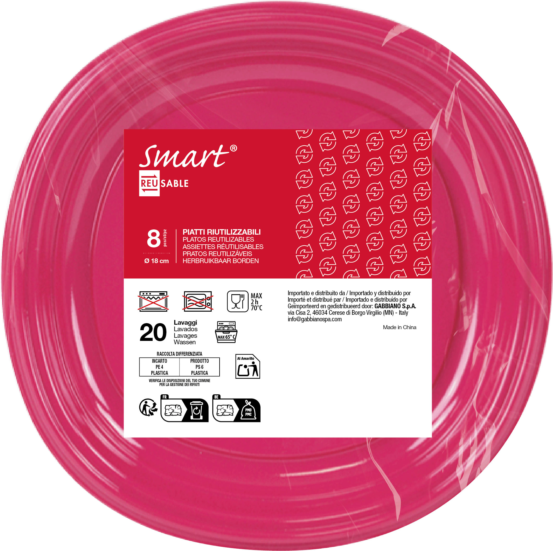 Smart Bord Rond Fuchsia Herbruikbaar 18cm - 8 stuks