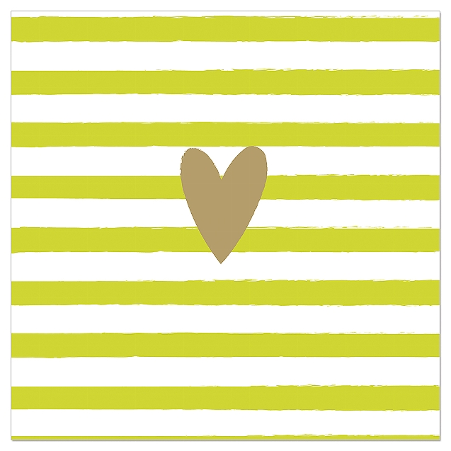 Artebene Servetten 33x33 cm Groen-Gestreept-Hart