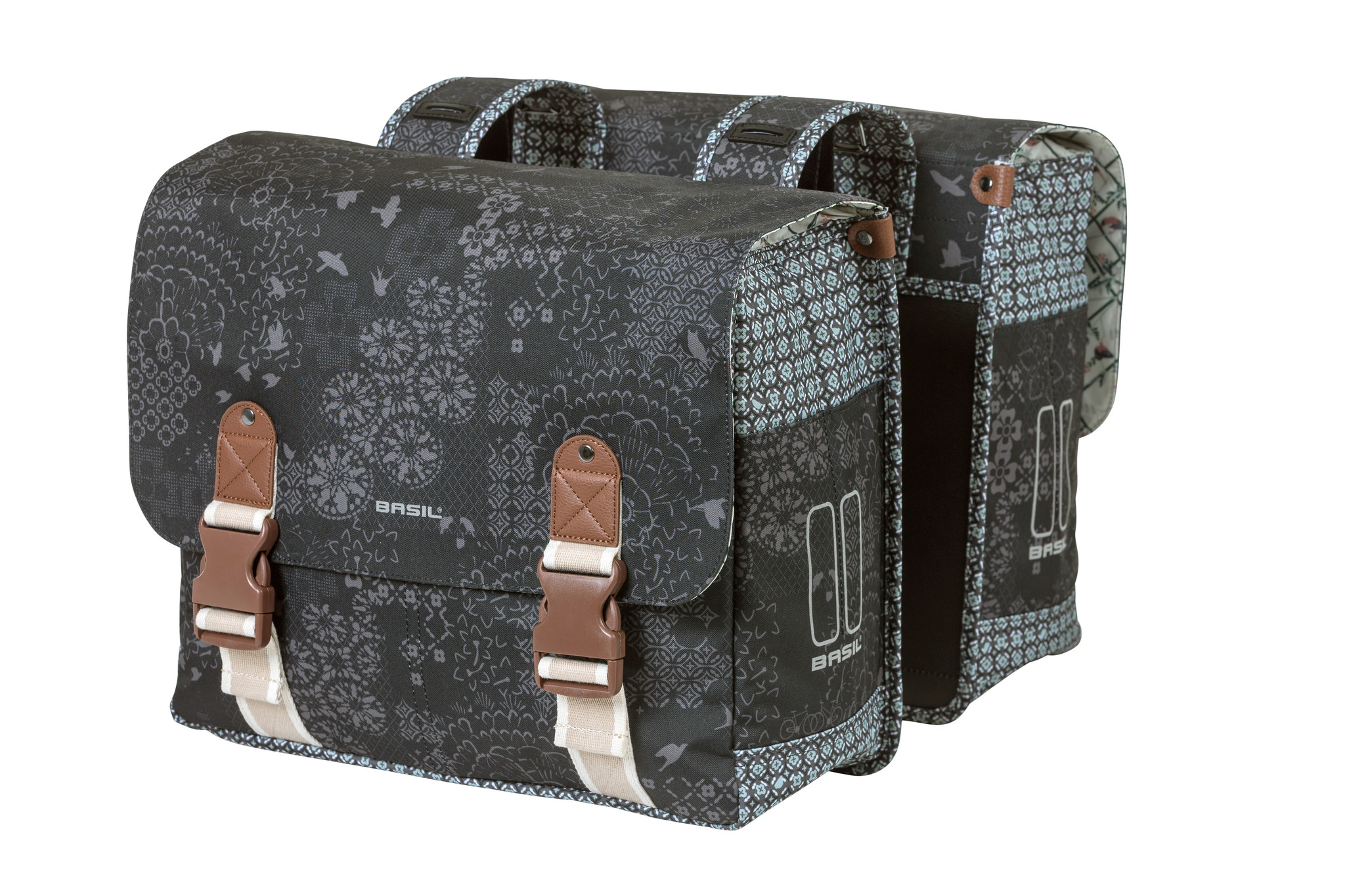 Basil Boheme Double Bag 35l Charcoal Dubbele fietstas