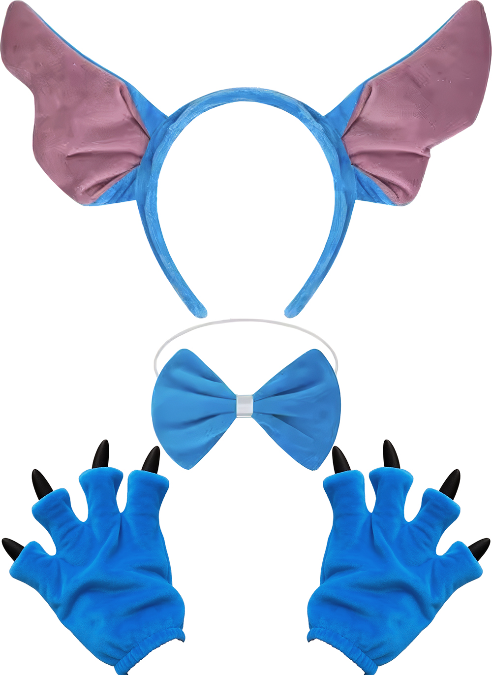 Set Blauw Monster - Diadeem, Handschoenen en Strik