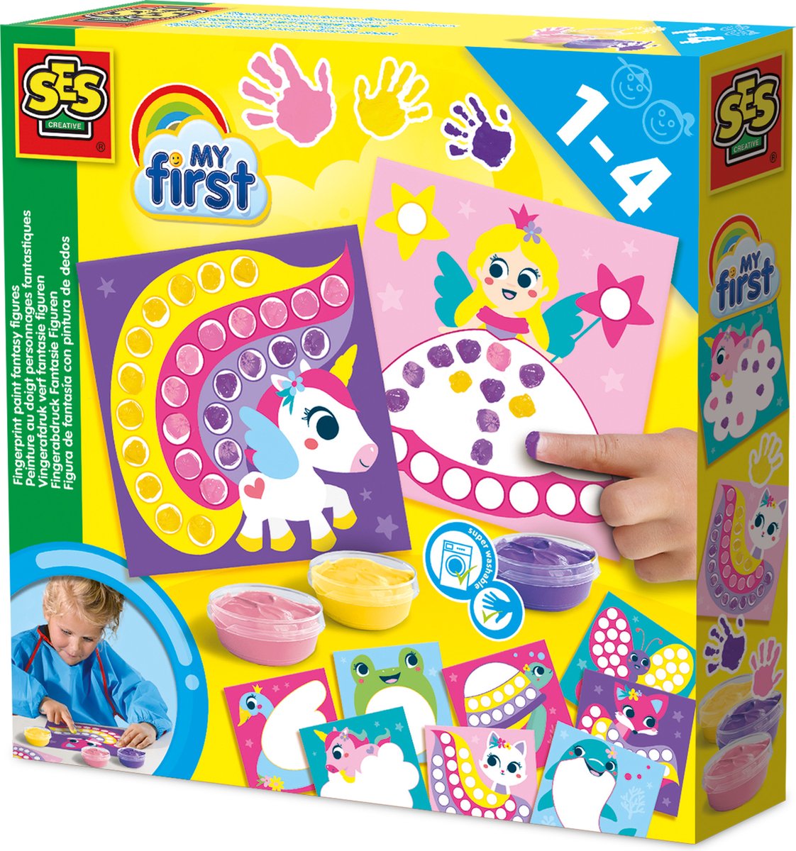 My First - Vingeradruk  verf en fantatie figuren, vingerstempelen 