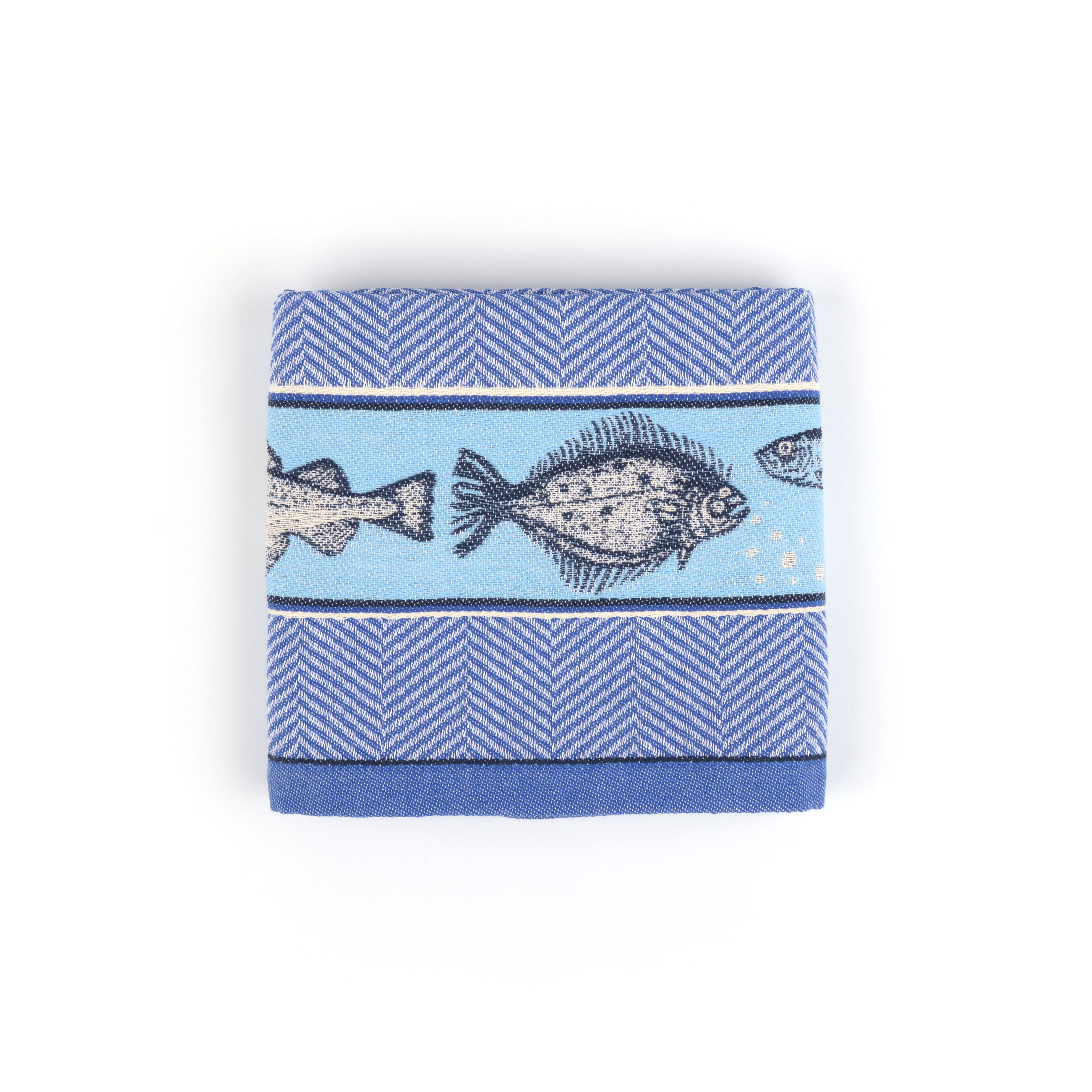 Bunzlau Castle Keukenhanddoek Fish 65x65 cm - Royal Blue
