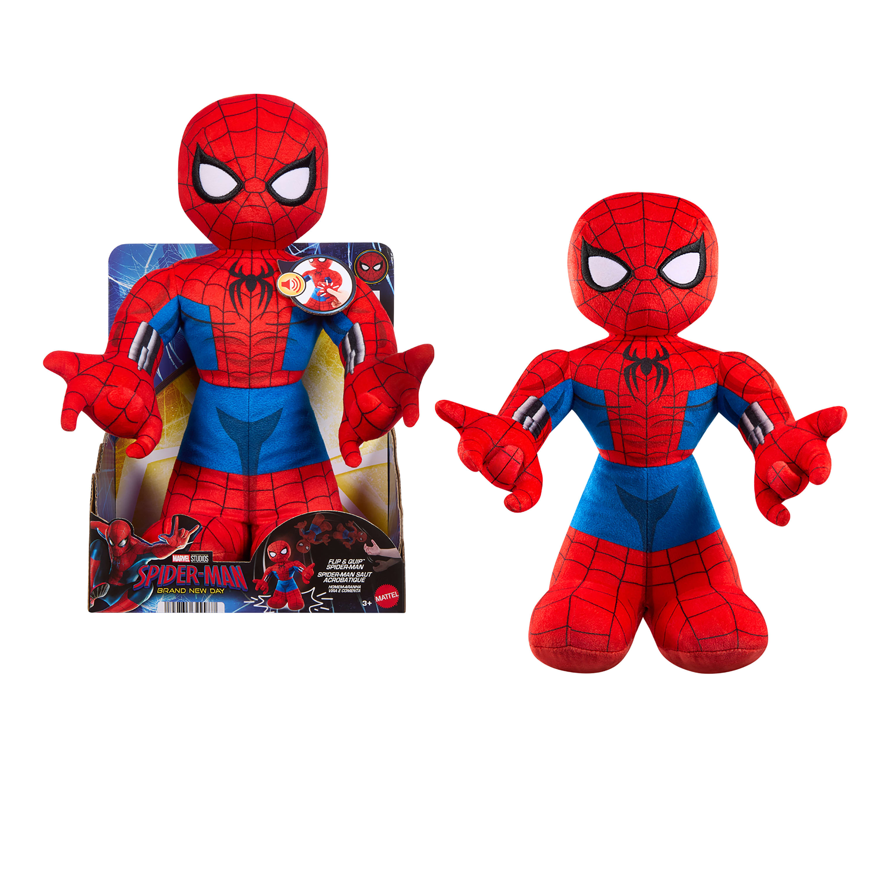 Marvel Flip & Quip Spiderman pluche figuur 30 cm met geluid