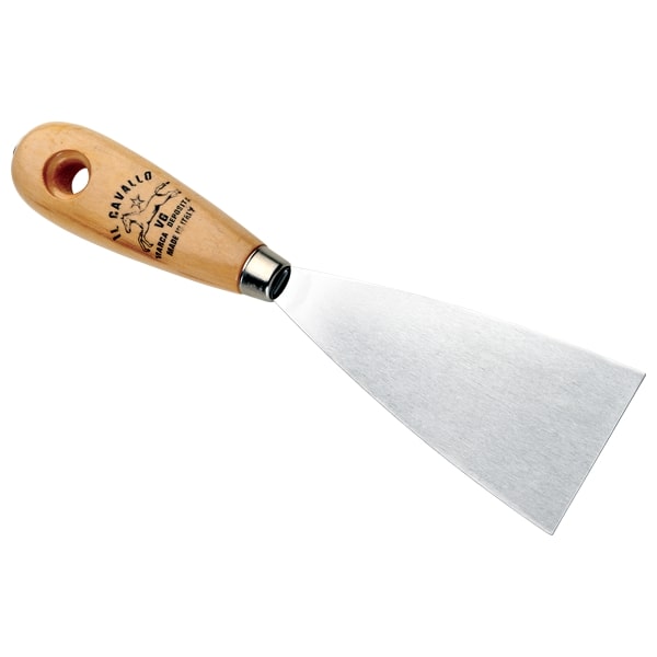Plamuurmes 70 mm met houten handvat inox