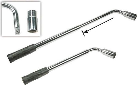 Uitschuifbare wielmoersleutel 36>51cm voor 17 en 19 mm doppen