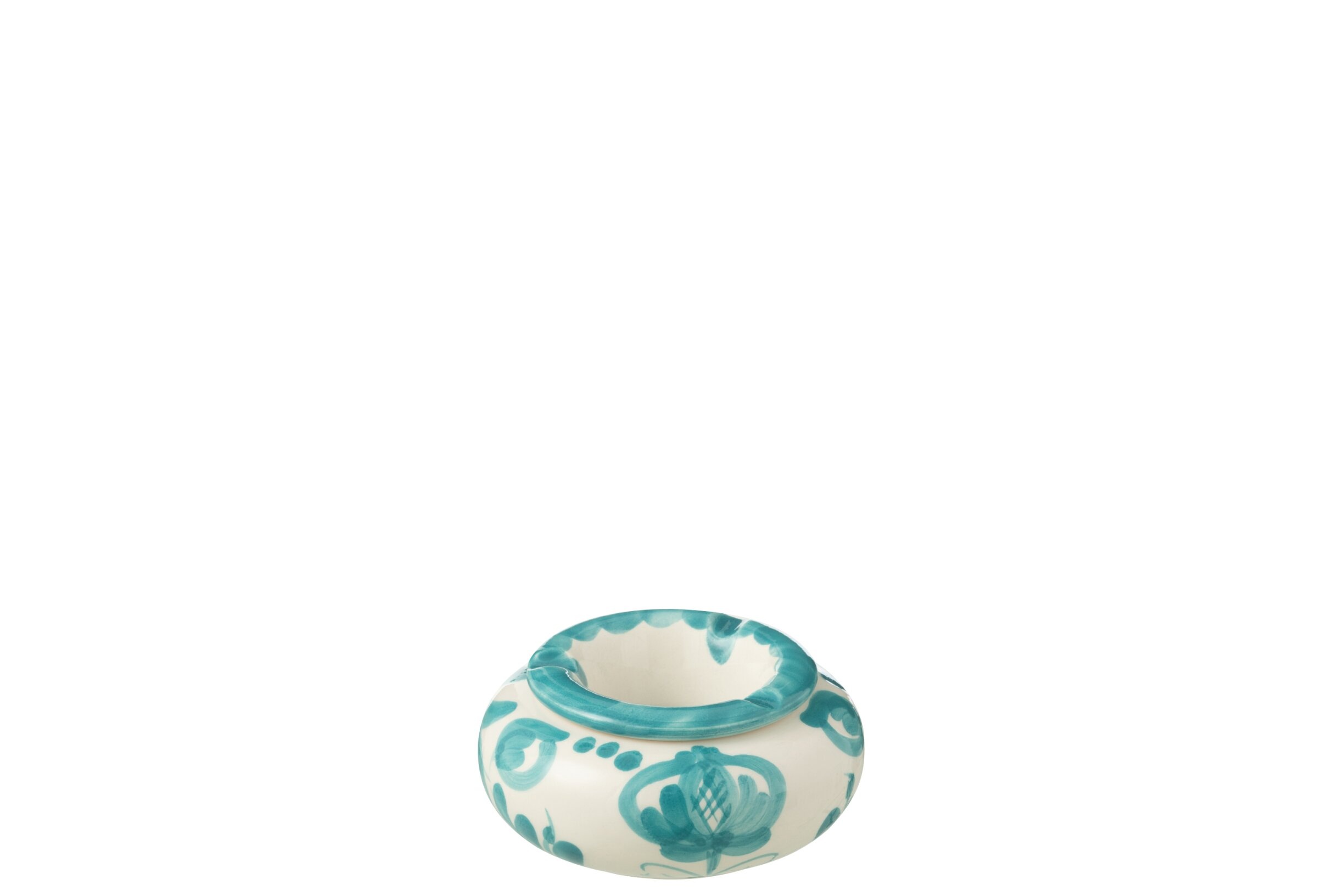 J-Line Asbak Granada White/Aqua 11x5 cm - Keramiek
