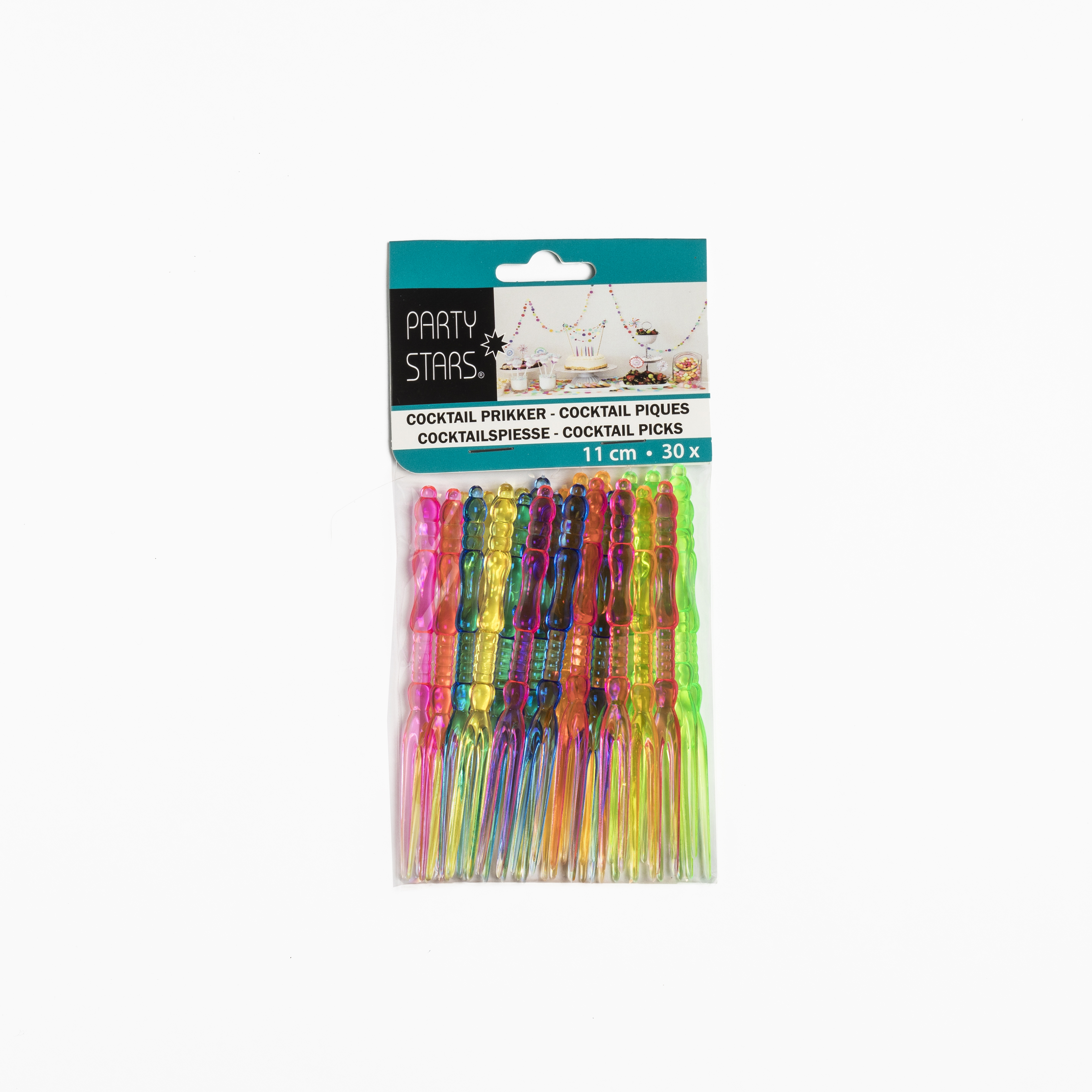 Party Stars Cocktailprikkers Fluo 11cm met 2 Tanden - 30 Stuks