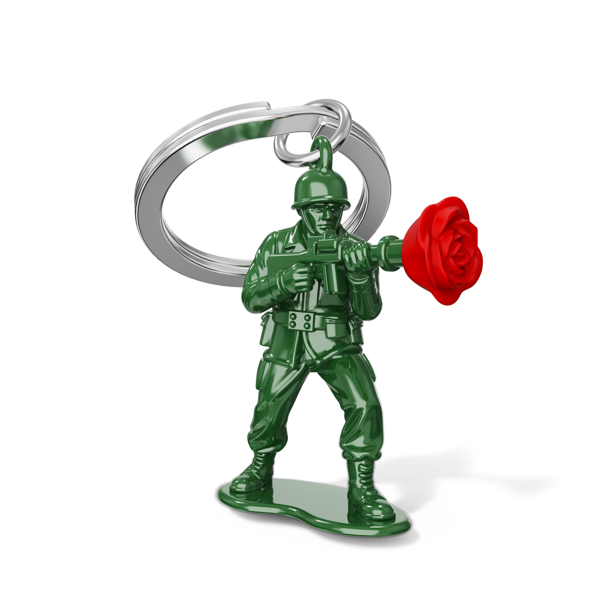 Chocli Sleutelhanger Army of Love Collection - Soldier of Love - Green/Red Rose