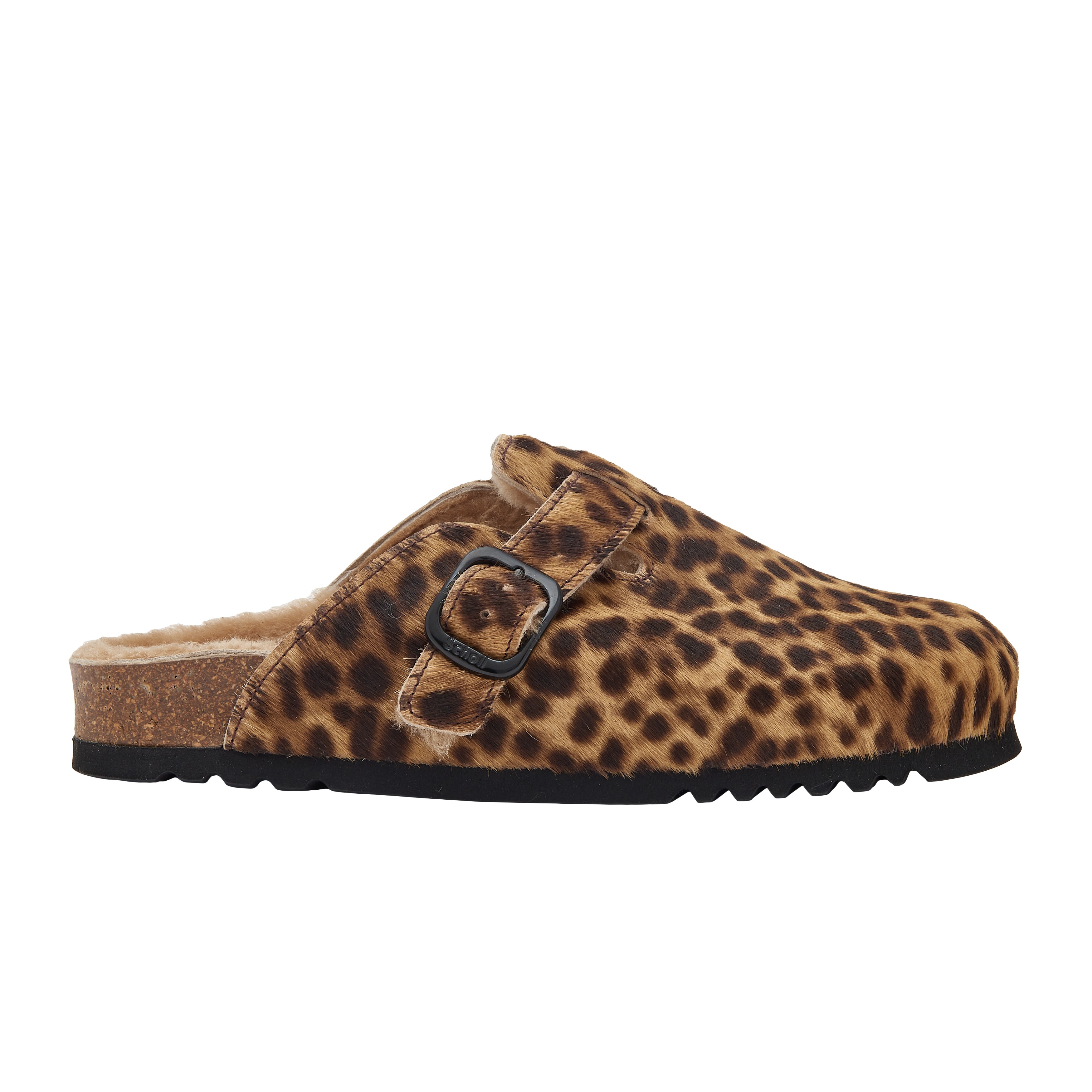Scholl Muil Dames Fae Gesloten Fluffy Leopard Bruin/Zwart - maat 38