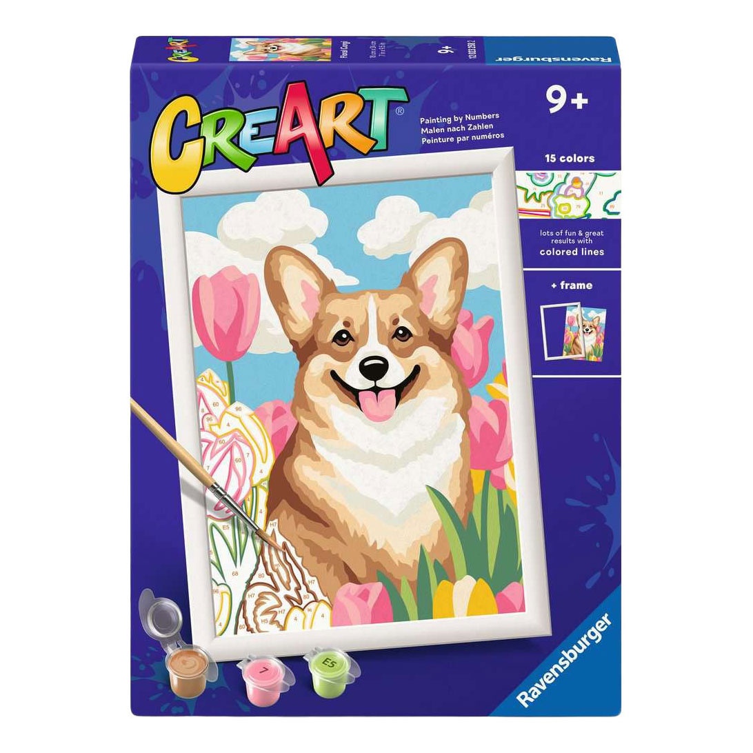 CreArt Series D - Schilderen op nummer Floral Corgi