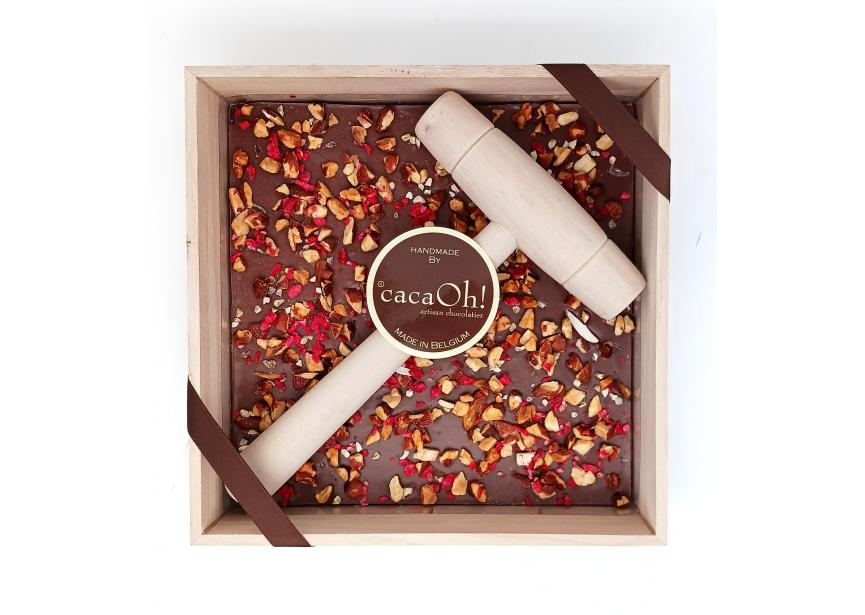 CacaOh! Hamerbox Melkchocolade 400g Amandelen & Rode Vruchten
