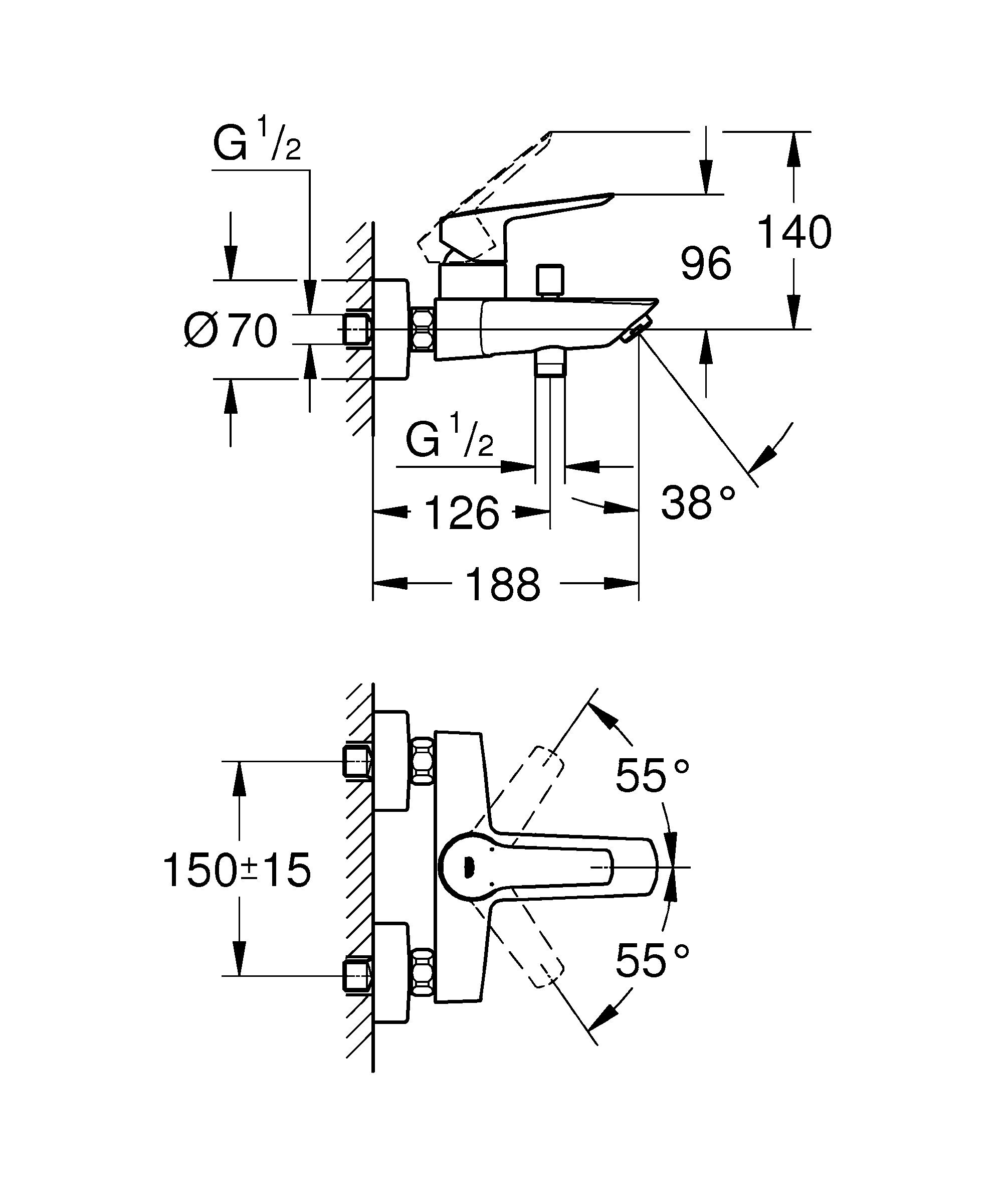 GROHE Start Mengkraan Bad Quickfix - Chroom