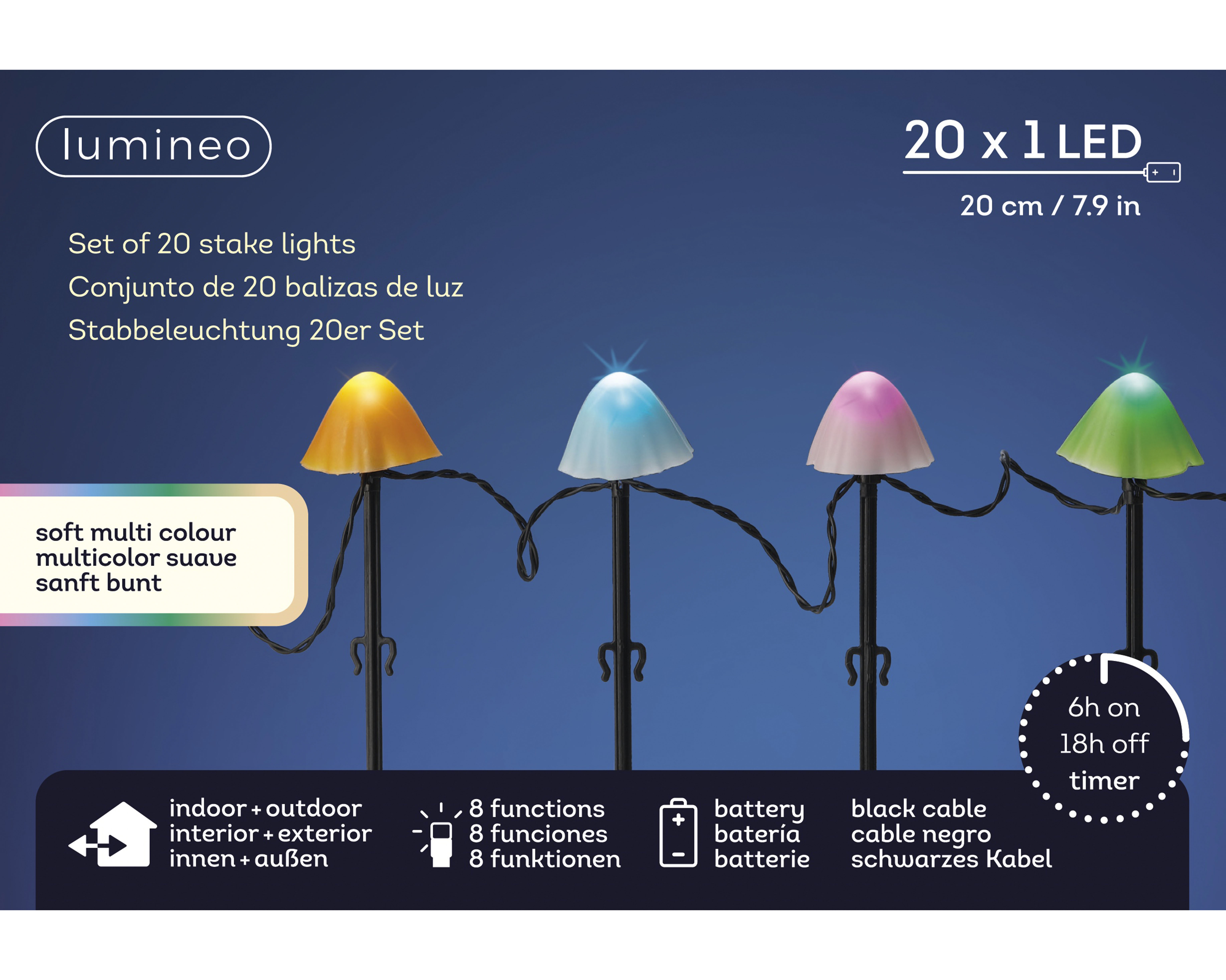 Stake Light LED Outdoor 380 cm Twinkel 20 leds - Soft Multicolor