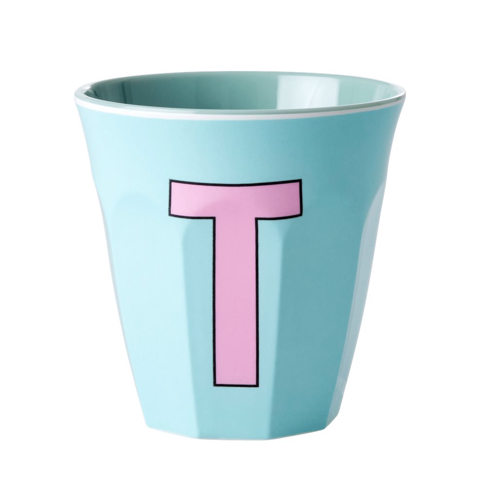 Rice Cup Melamine Letter T Mint - 9x9 cm