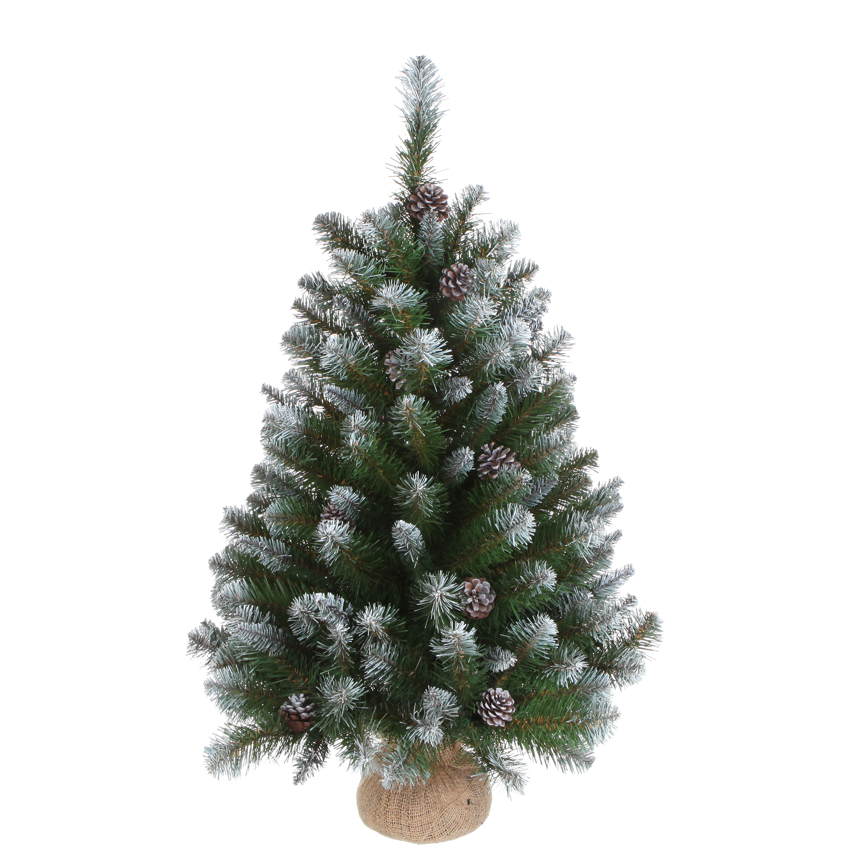 Kerstboom Empress Green Frosted 90x71 cm - 184 Tips - in Jute Zak