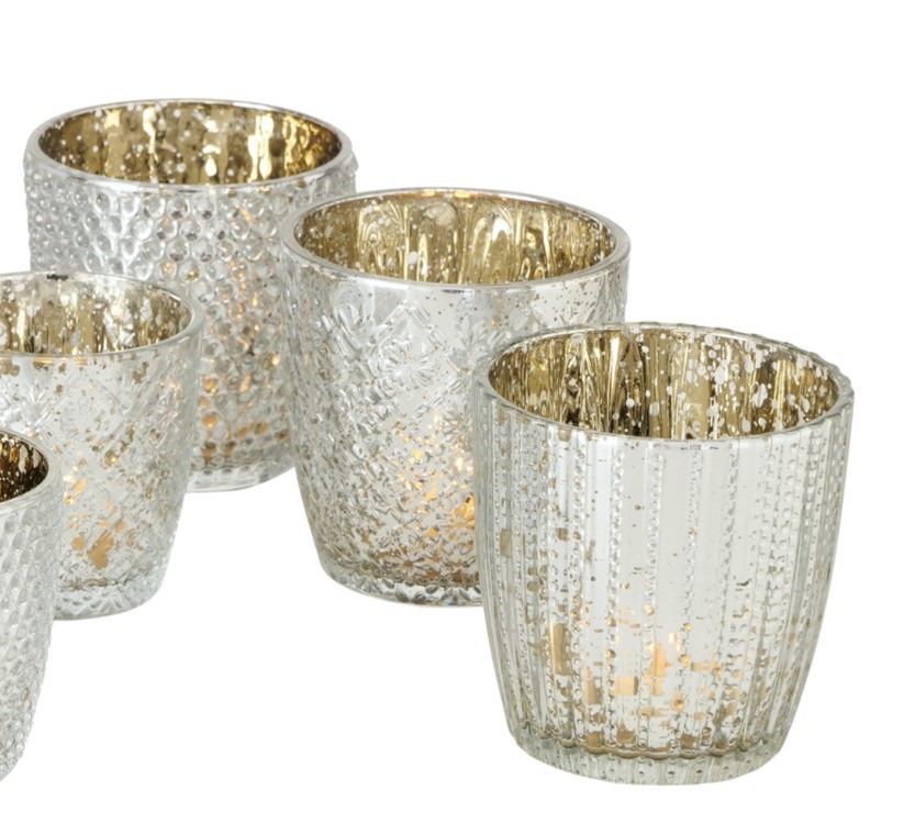 Theelichthouder Patty Antique Silver 9x9 cm - Glas - assorti - prijs per stuk