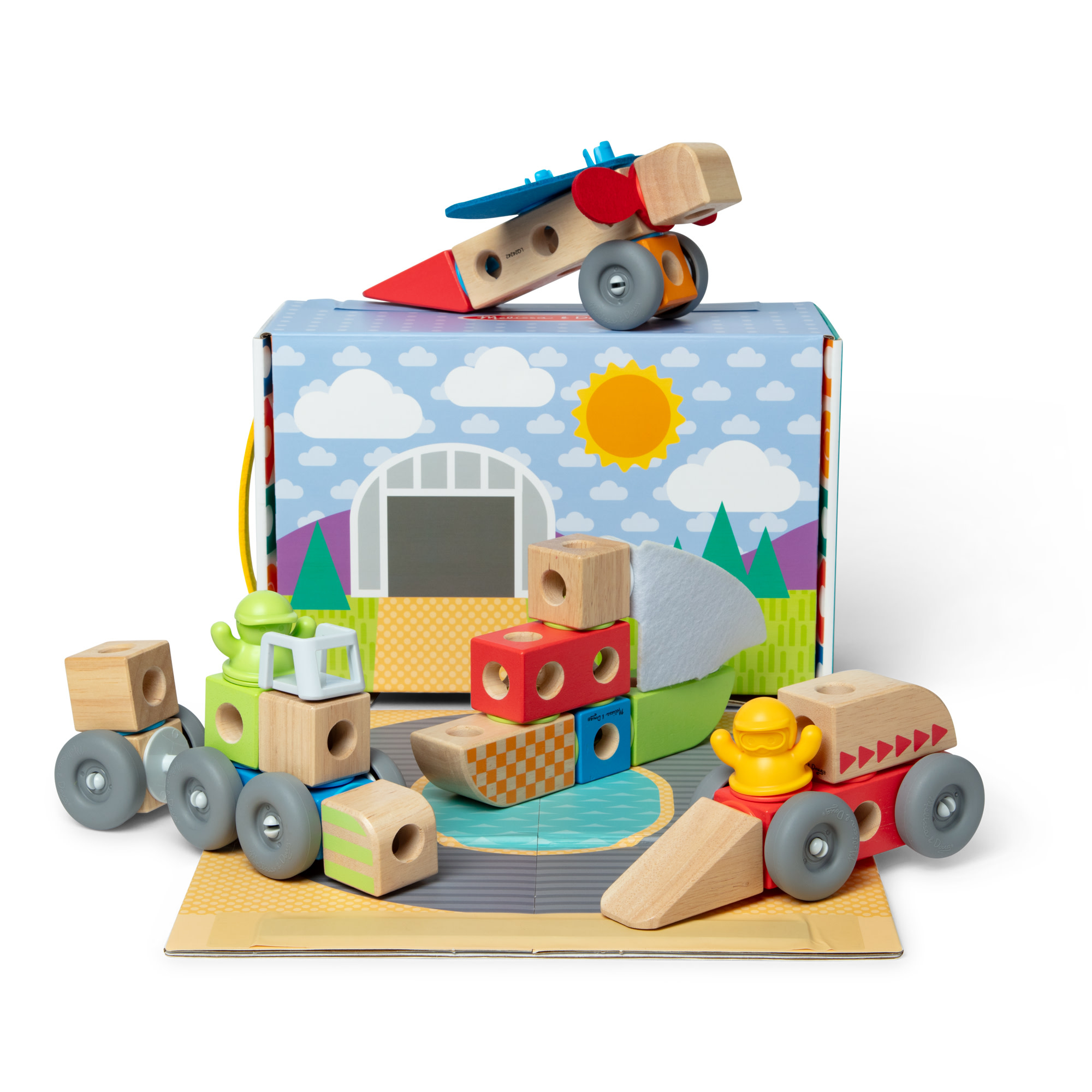 Melissa & Doug - Blockables  Vehicles Playset Set 54 Delig