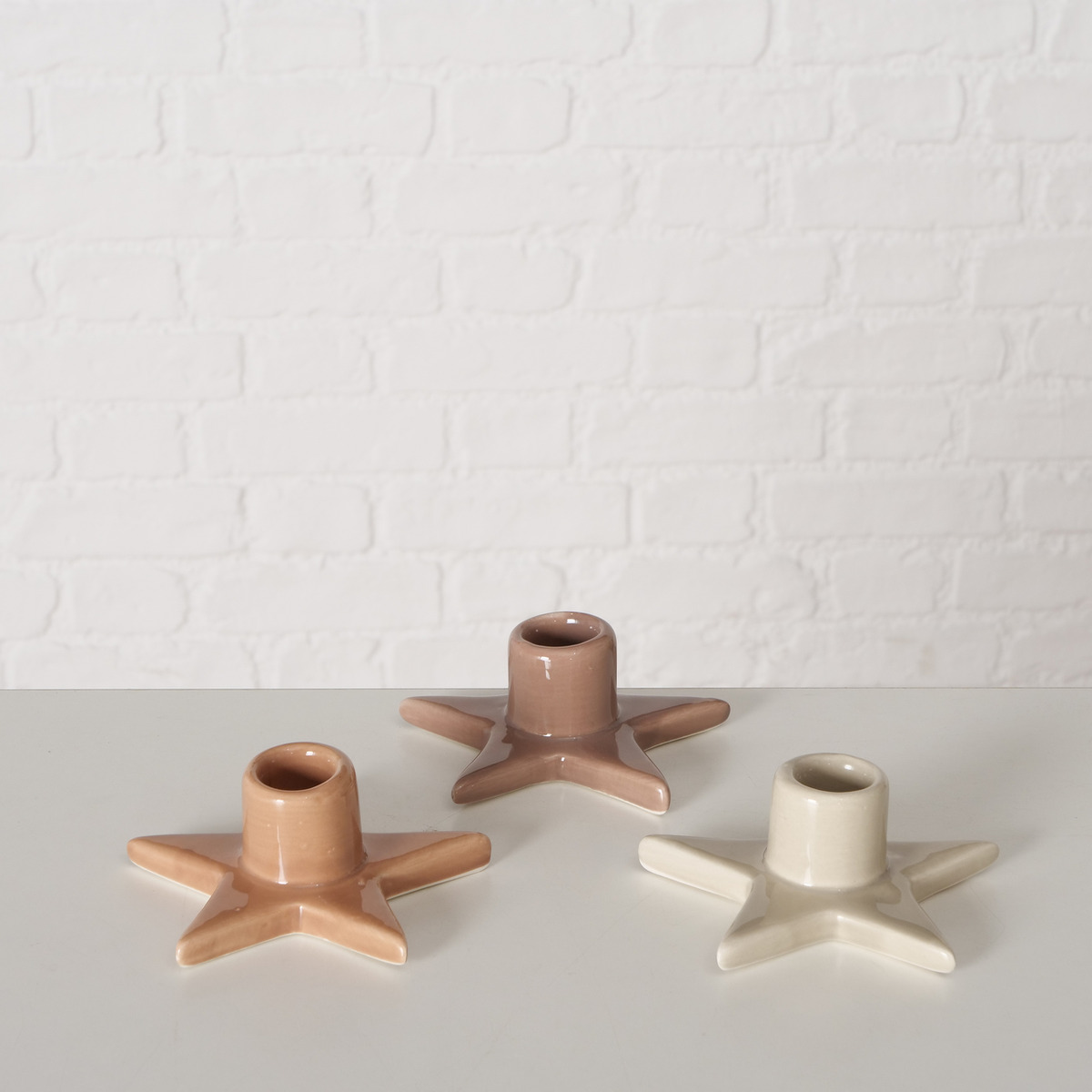 Kandelaar Odessia 11x4.5 cm 3 Kleuren - Ster - assorti - prijs per stuk