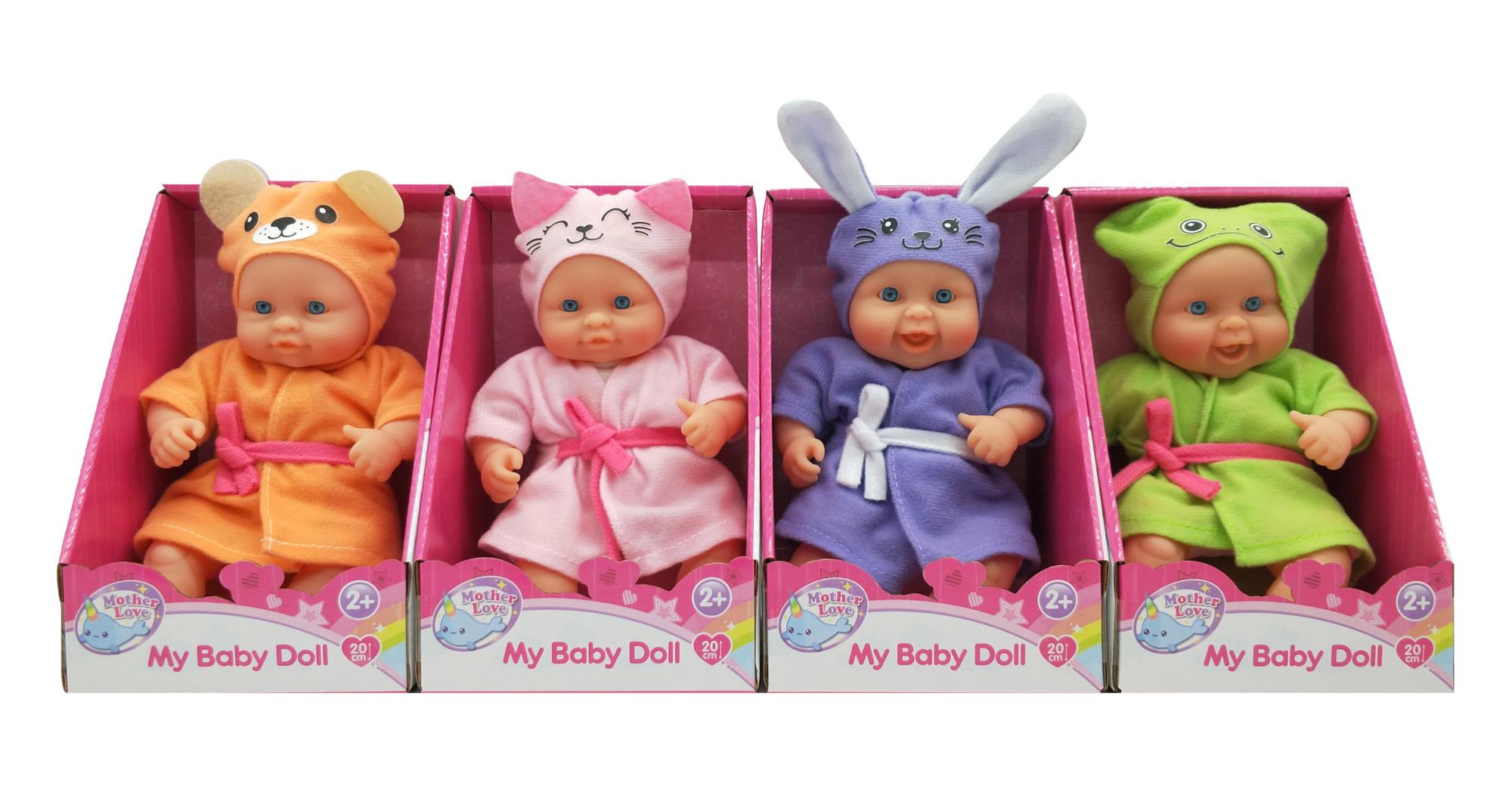 Babypop 20 cm in dierenpakje 4 ass. prijs per stuk