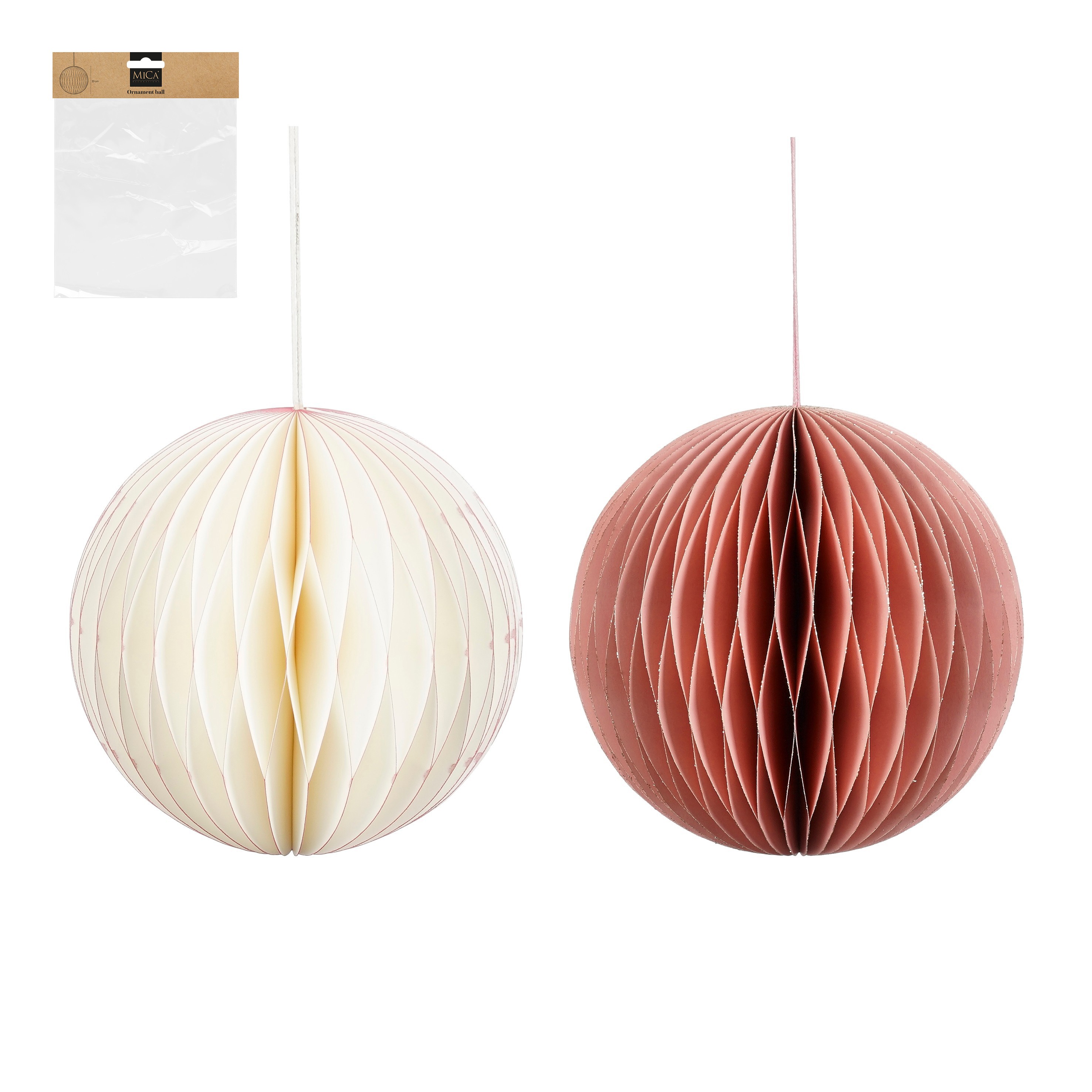 Boomhanger Mica Bal 20cm - Papier - assorti - prijs per stuk