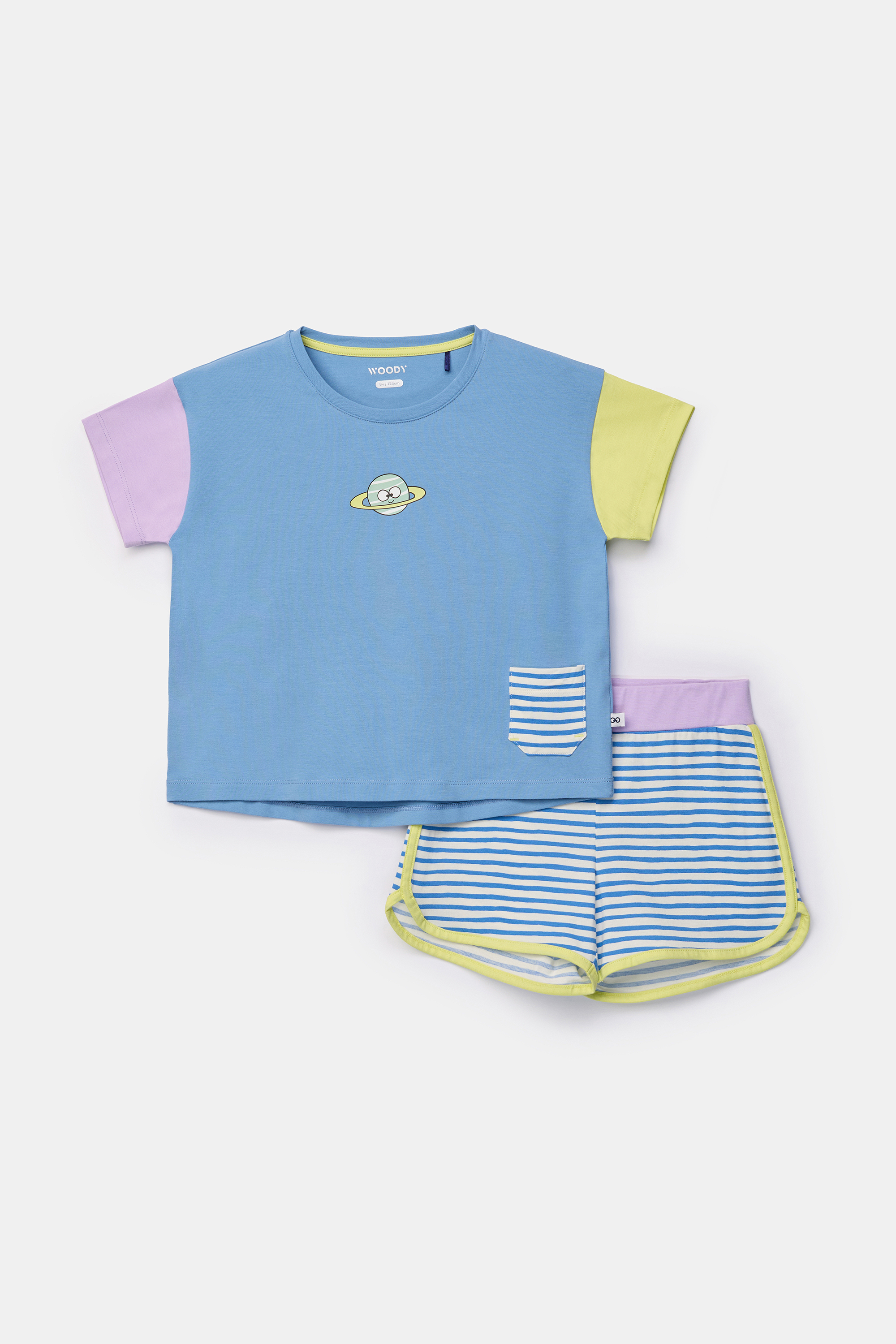 Woody Shortama Meisjes Hannekesnest Blauw - 6 jaar