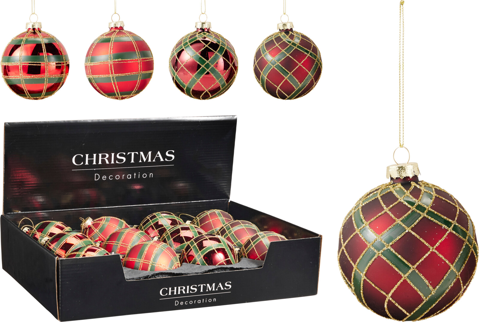 Kerstbal Glas 8cm - assorti - prijs per stuk