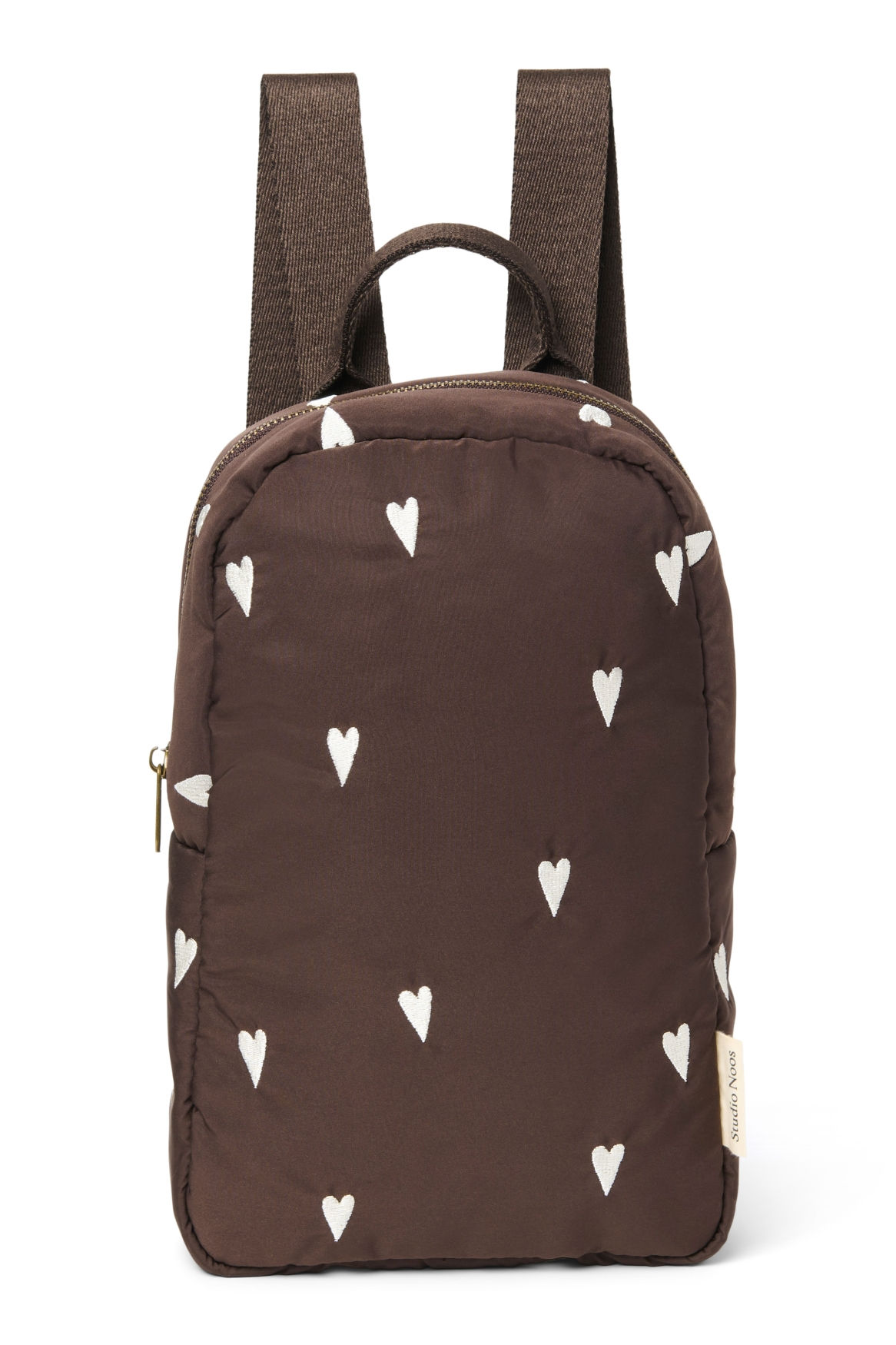 Studio Noos Rugzak Mini Puffy Brown Hearts 31x21x10 cm