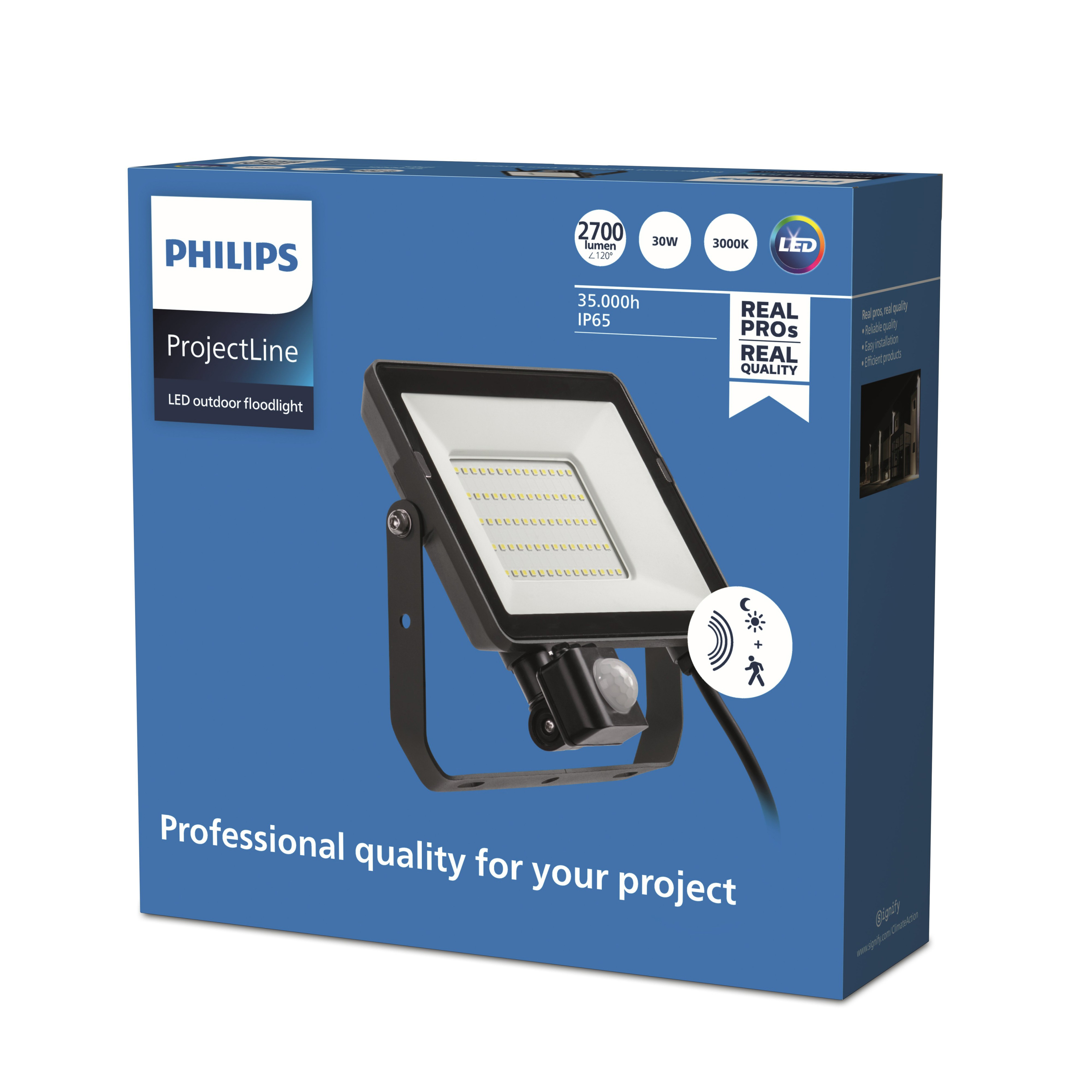 Philips Verstraler Projectline 30W met Sensor - 3000K