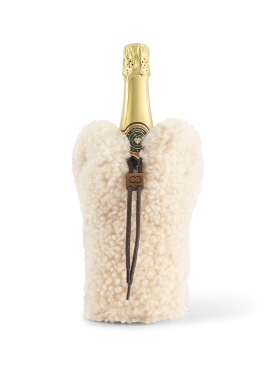 Kywie Champagnekoeler Natural Reverse 12x20 cm - 100% Schapenvacht - Wol Curly - 750ml/1l