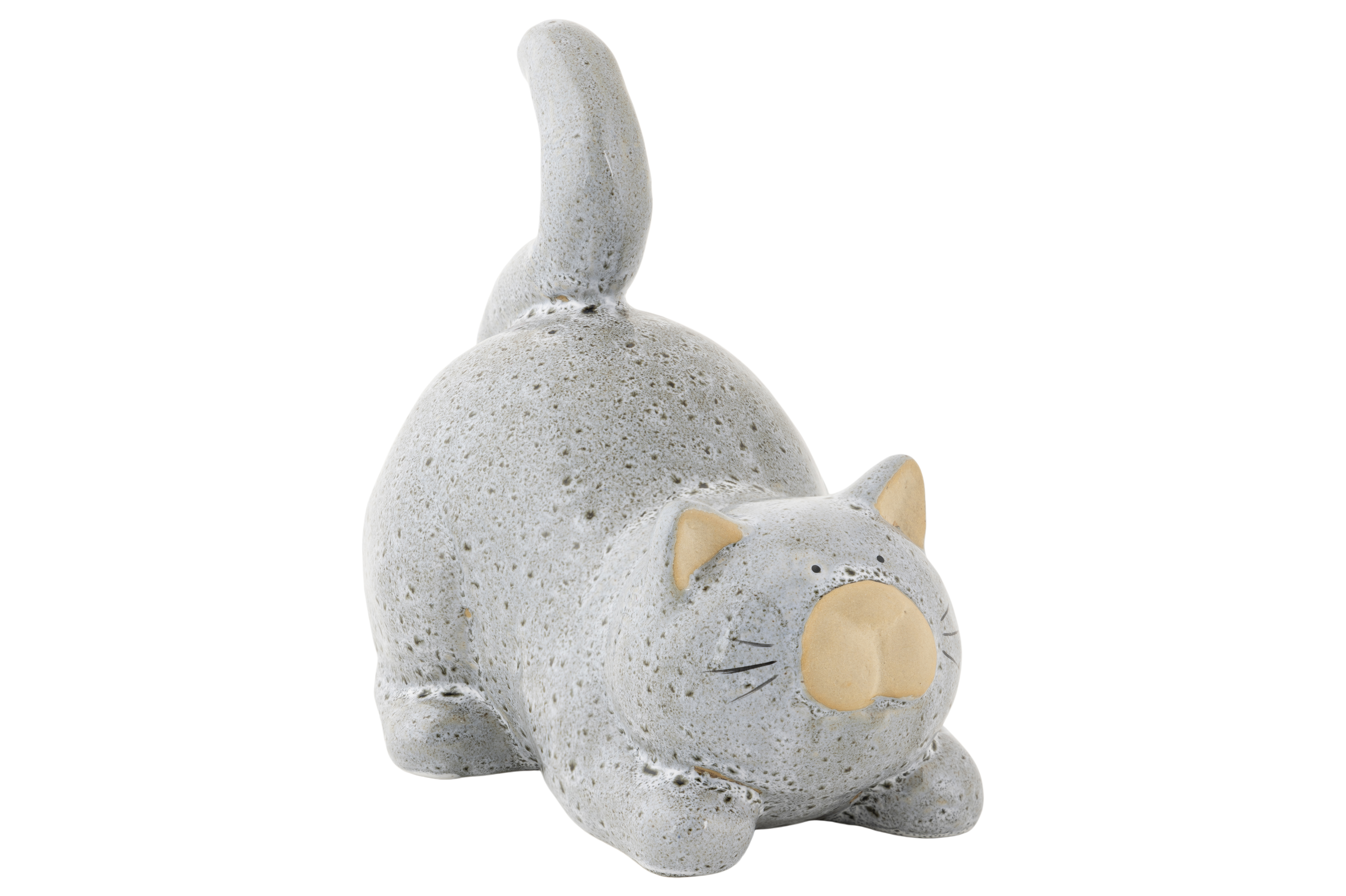 Cosy@Home Kat Grijs 20x13x17 cm - Porselein