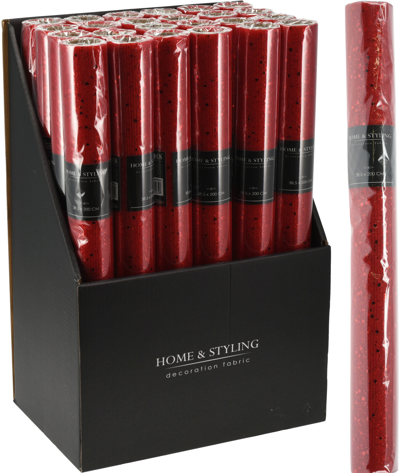 Decostof Rood Glitter 38x200 cm