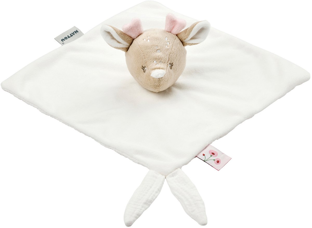 Nattou FanFan Knuffeldoekje Doudou Olifant Hertje Gebroken Wit 27x27 cm