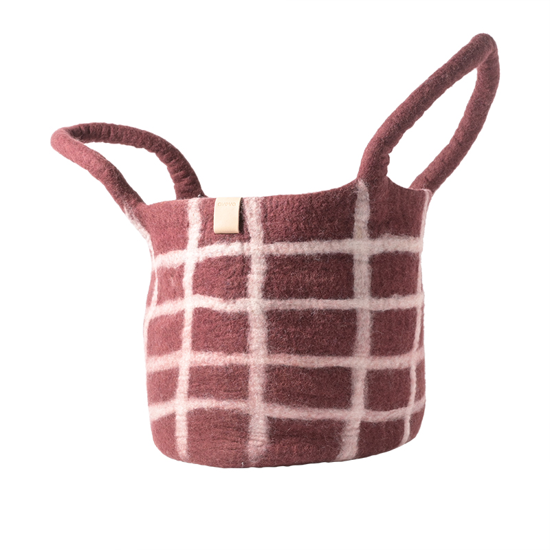 Aveva Mand Burgundy Checked L 40x35 cm - Wol
