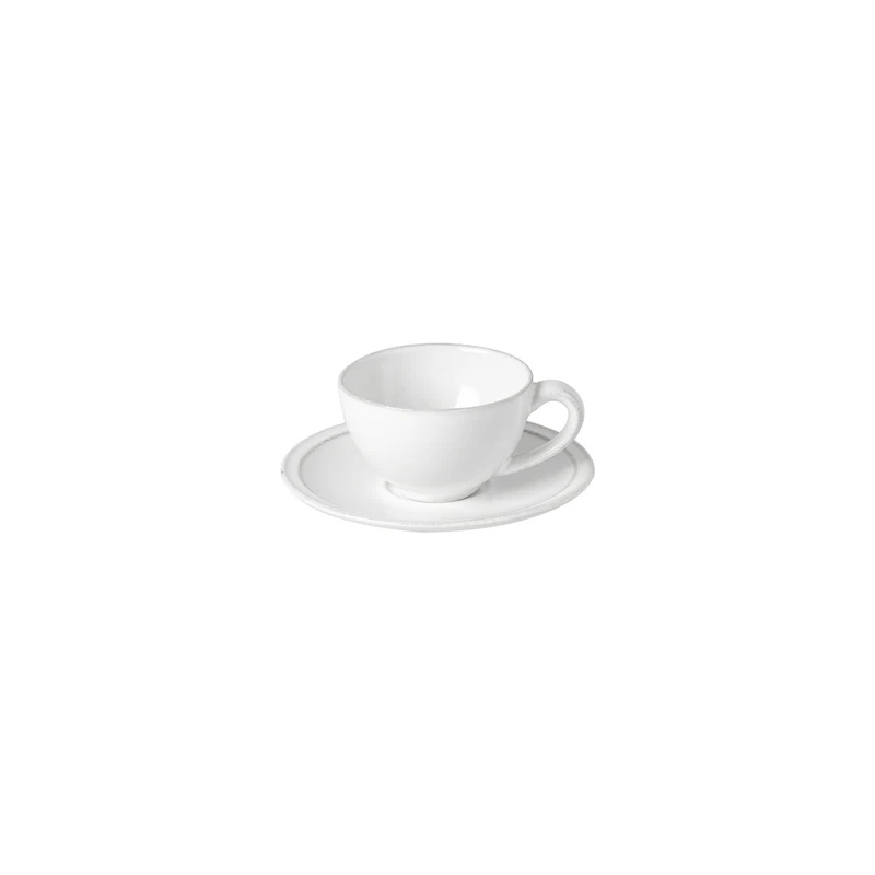 Costa Nova Koffietas Friso Wit 90ml met Schotel - Aardewerk - 9.7x7.7x5 cm/12.5cm