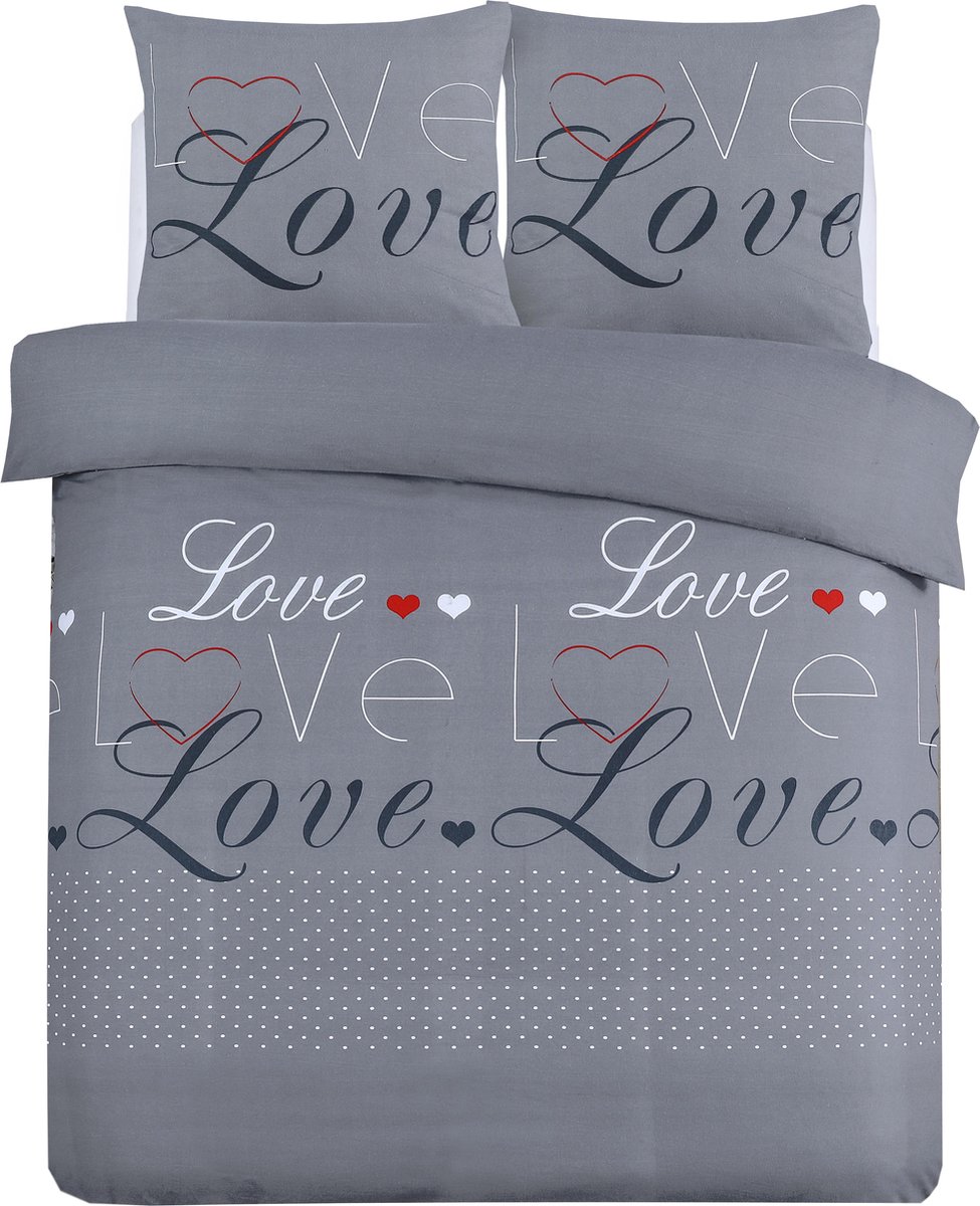 Vision Dekbedovertrek Love Grey 260x240 cm Flanel