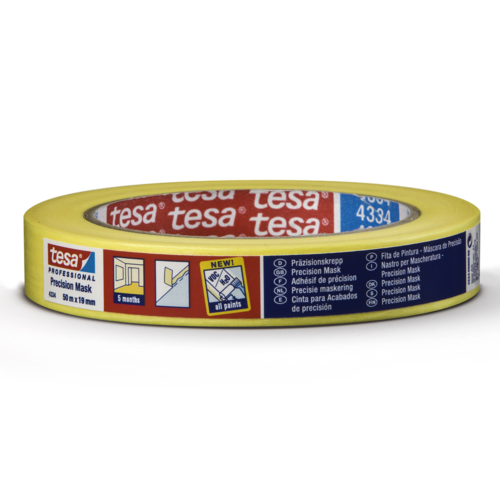 Tesa Afkleefband Geel 19 mm x 50 m voor Geschilderde Ondergrond