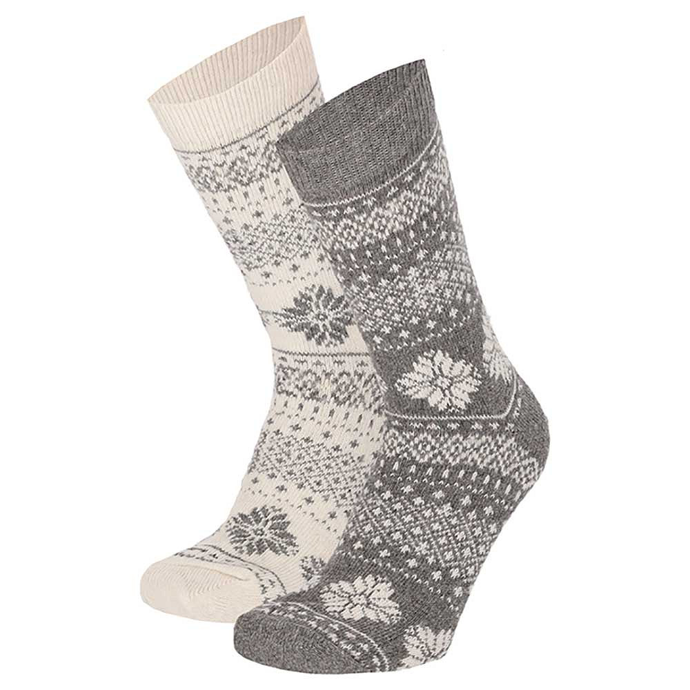 Apollo Sokken Dames Wol 2 paar Grijs/Wit - 35/38