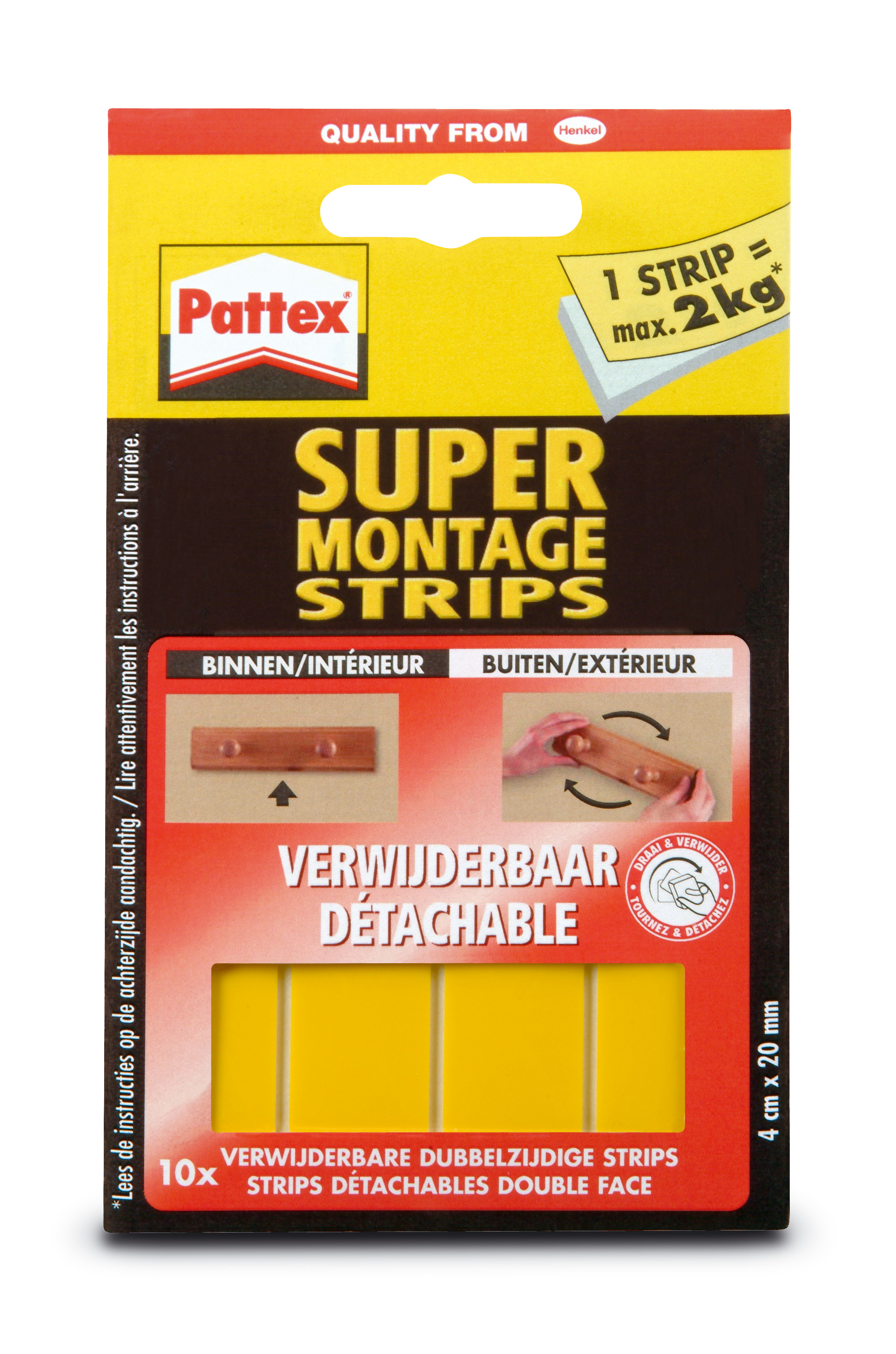 Pattex Super Montage Strips Removable Dubbelzijdige Strips Binnen/Buiten