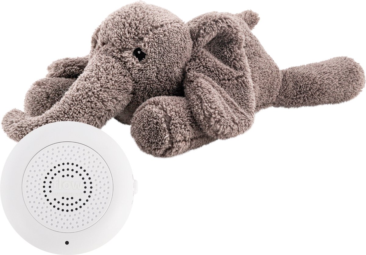 Flow Knuffel Comforter Heartbeat Oplaadbaar George the Elephant Grey