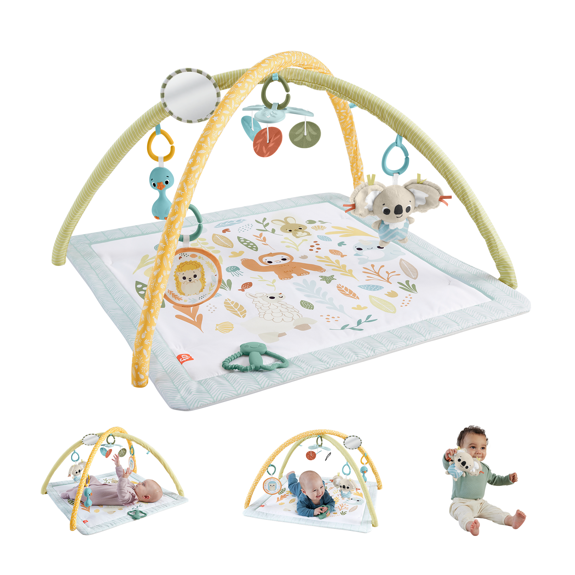 Fisher Price Simply Sense Newborn Gym Speelmat met speelboog en 6 speeltjes