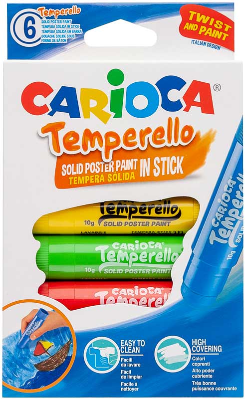 Carioca Temperello Verfstiften 6 stuks Briljant Colors - 10 g