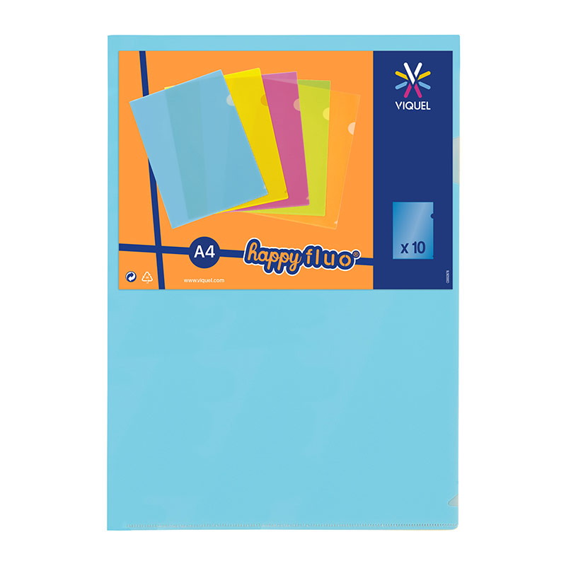 Viquel Zichtmap L-Map A4 Geassorteerde Fluo Kleuren 10 stuks