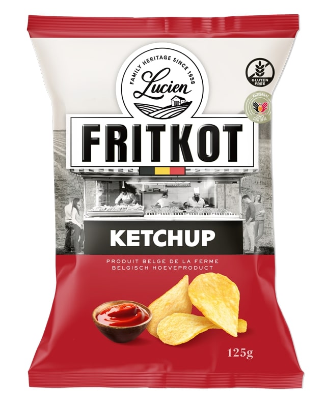 Les Chips de Lucien Belgische Fritkot Chips met Ketchup 125g