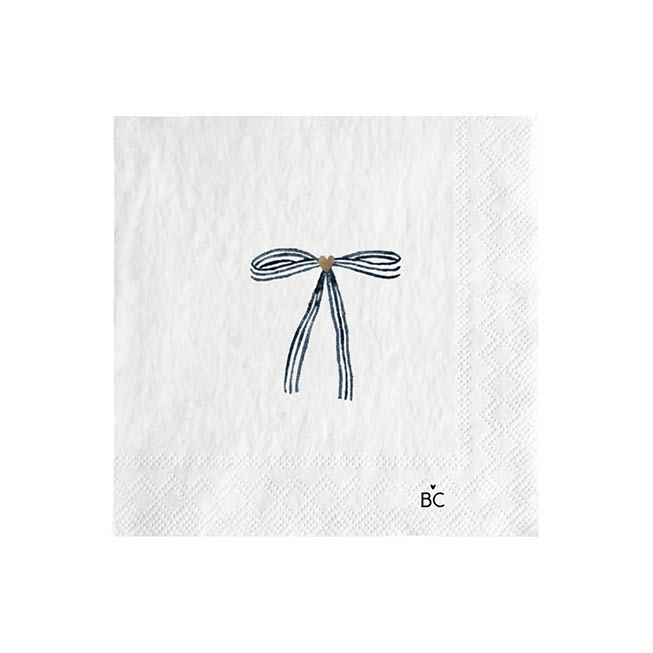 Bastion Collections Servetten White/Little Bow Blue 12.5x12.5 cm - 20 stuks