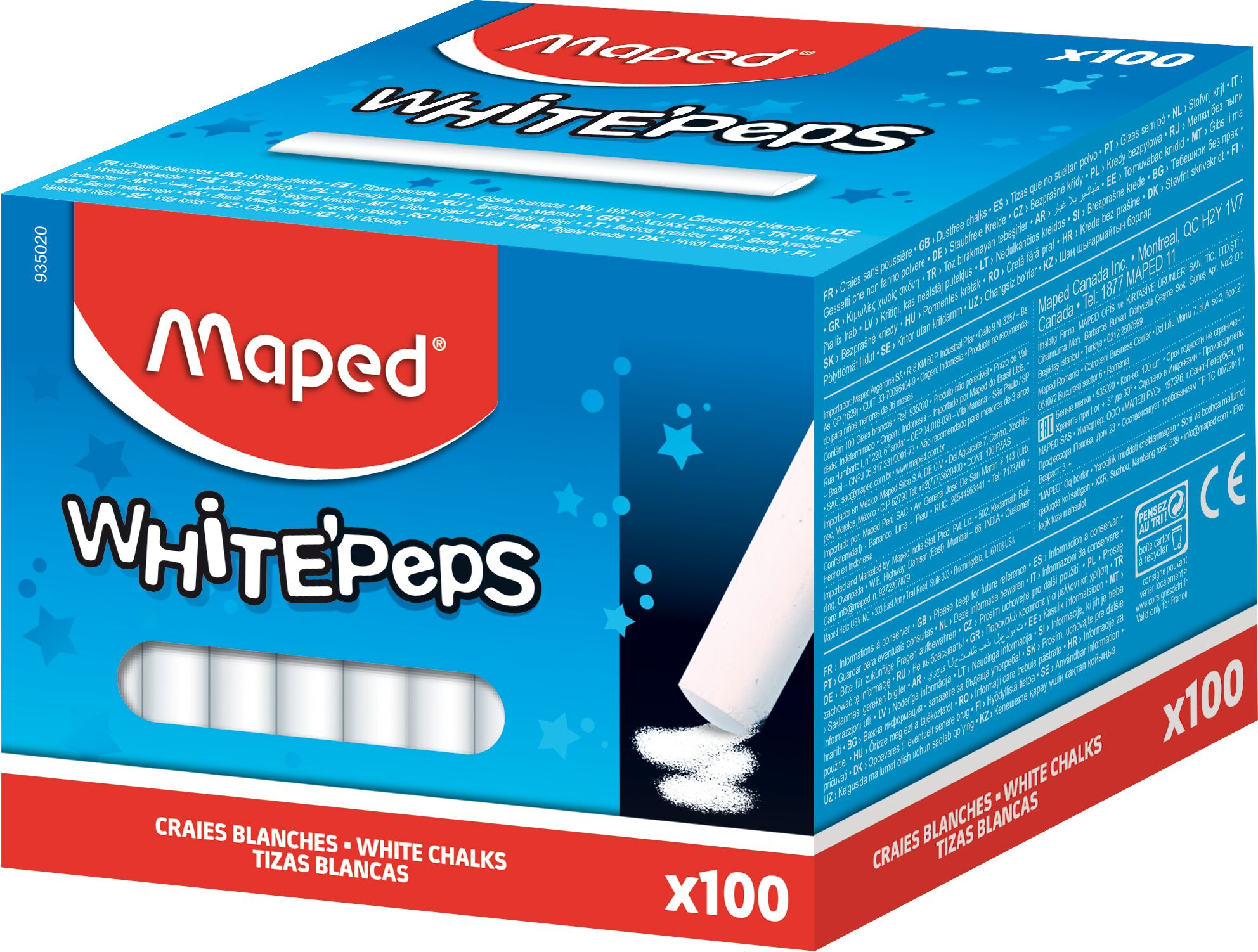 Maped Krijt White Peps 100 stuks Stofvrij