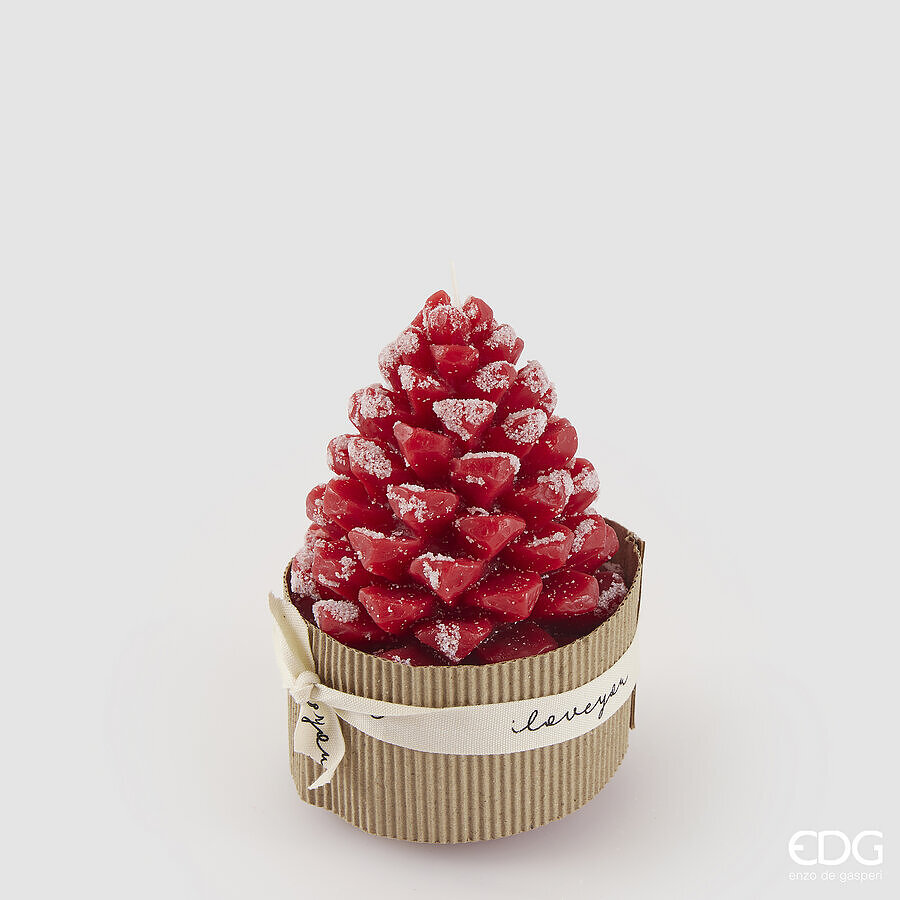 EDG Kaars Dennenboom Rood 275g - 8x12.5 cm - 12 Branduren