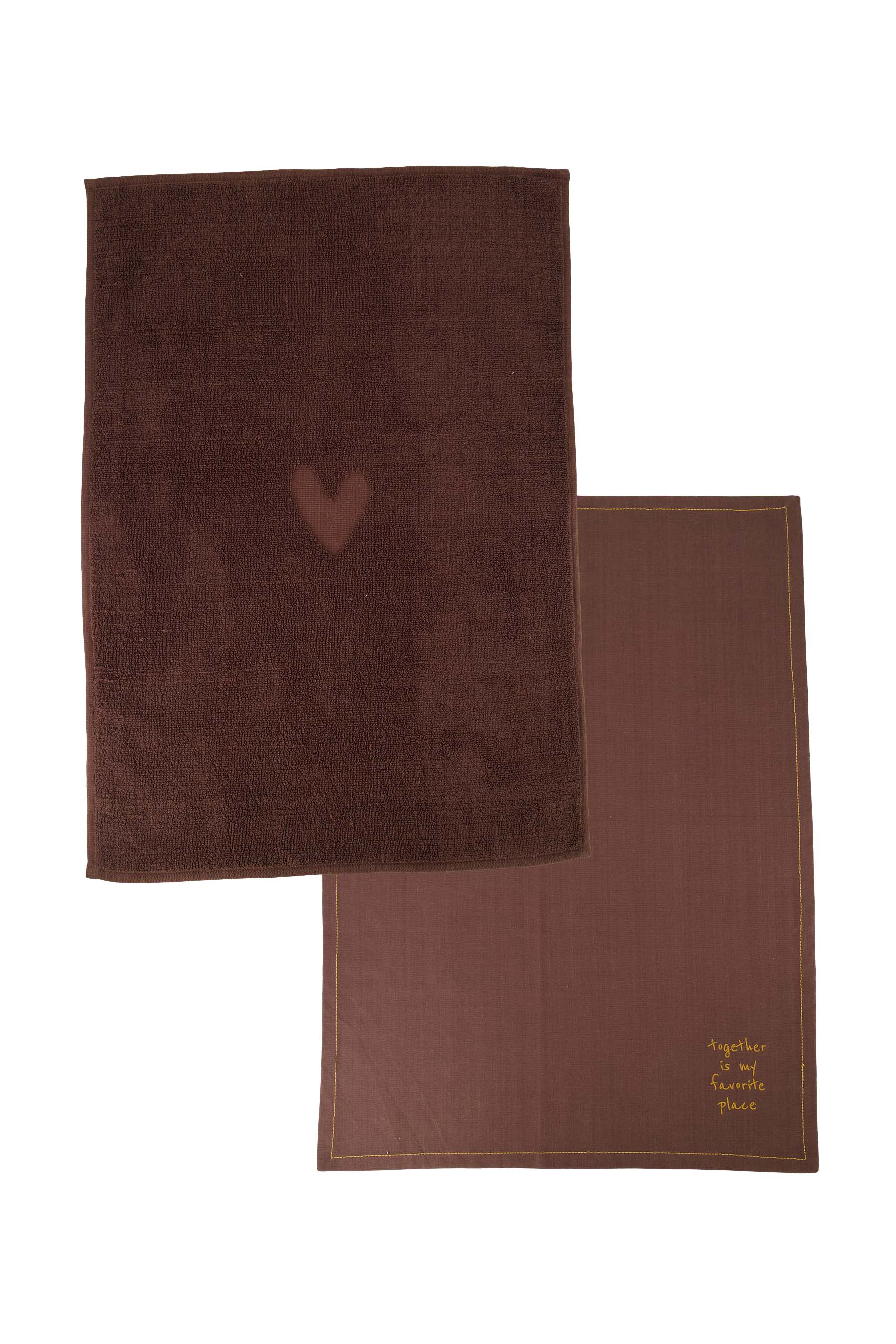 Zusss Keukenhanddoeken Favorite Place 70x50 cm set 2 stuks - Katoen - Dark Brown