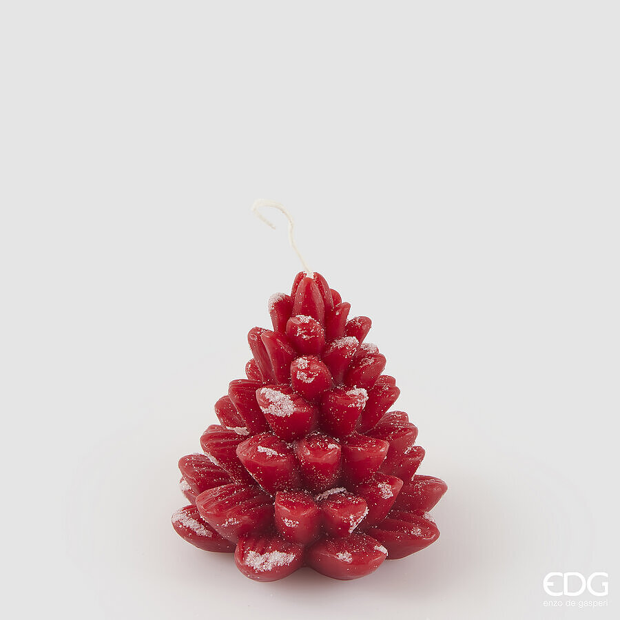 EDG Kaars Dennenboom Rood 210g - 10.5x9.5 cm - 15 Branduren