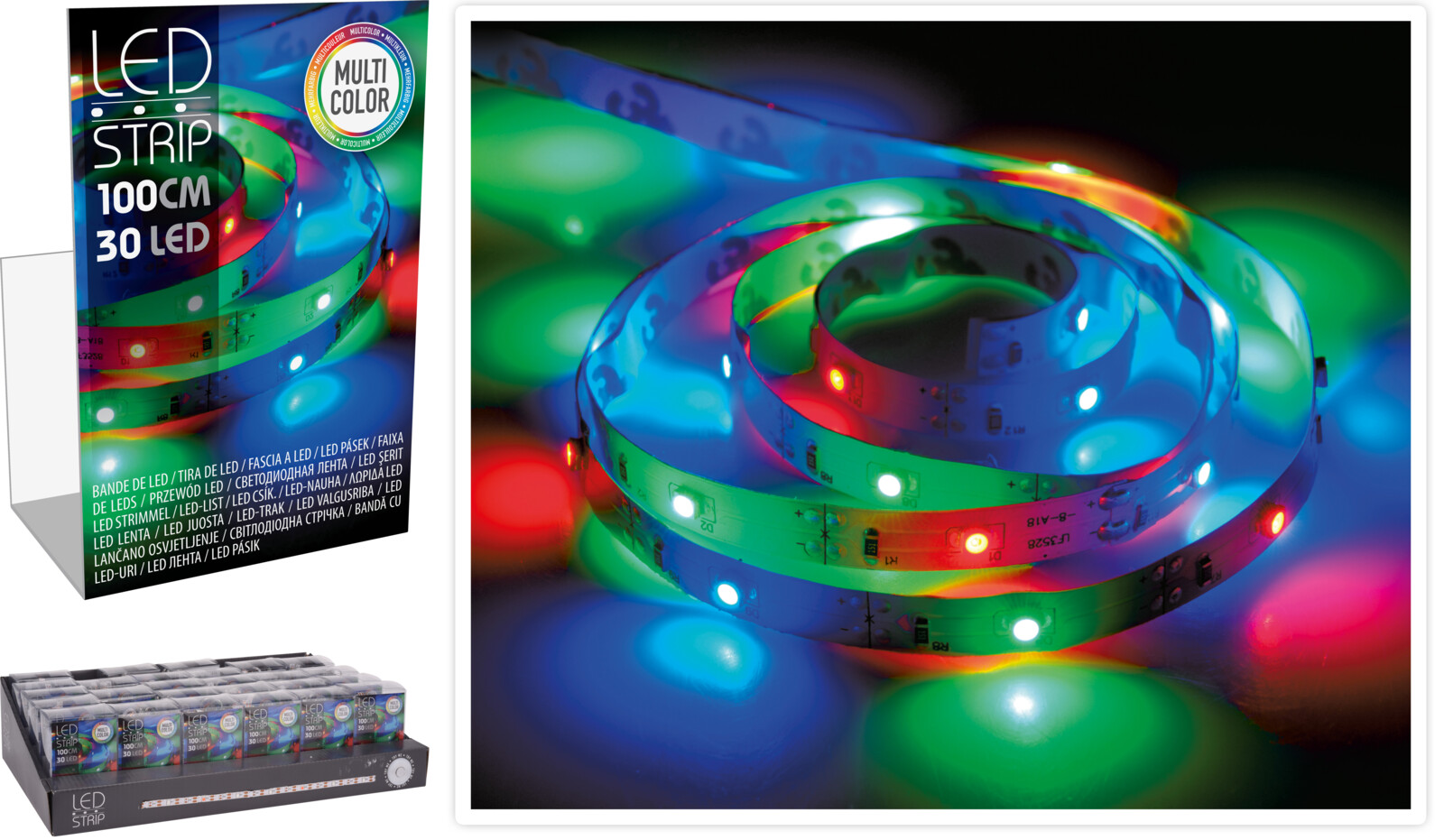 LED-Strip 1m - 30 led - Multicolor - op Batterijen (excl.)